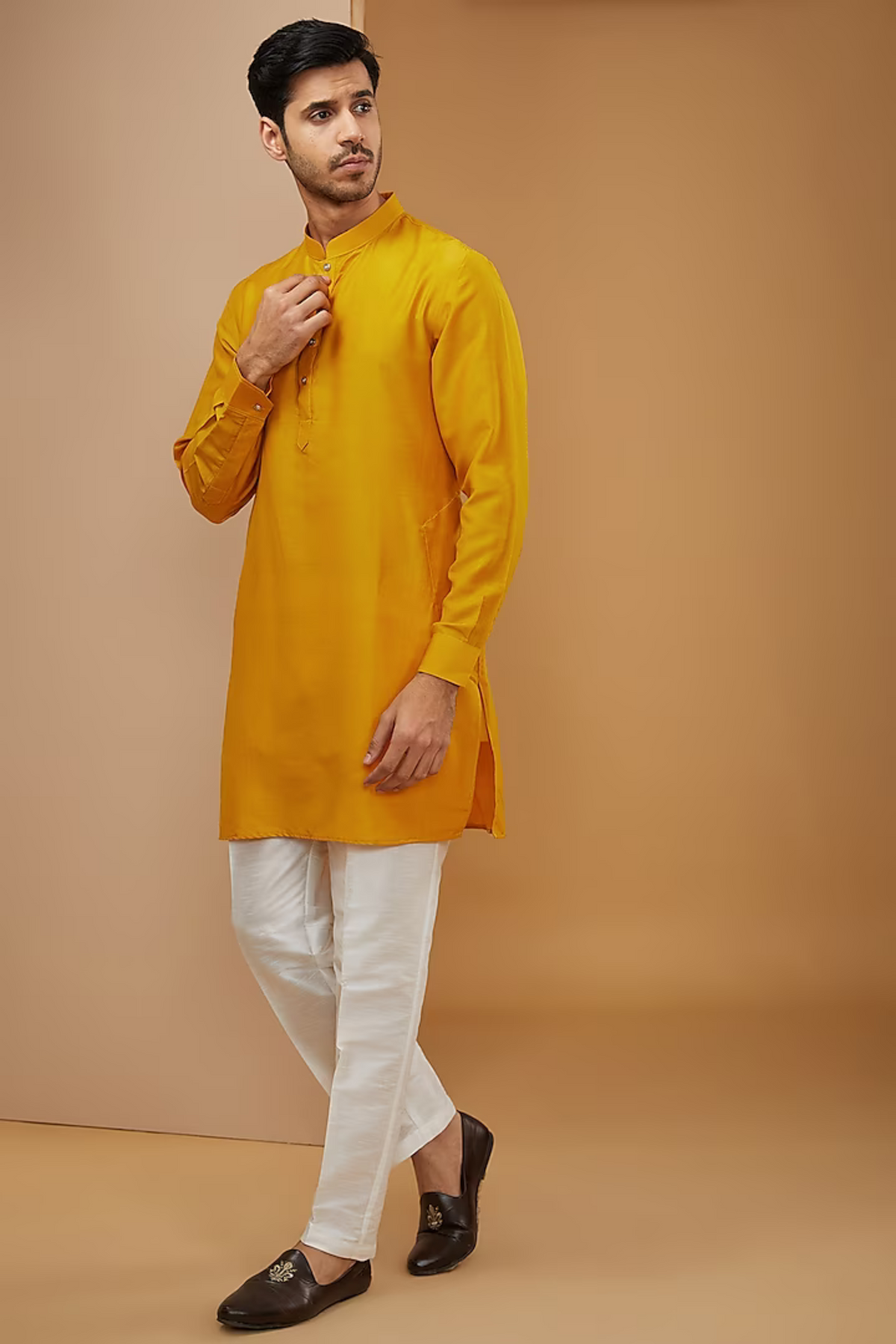 Mustard Embroidered Kurta Set