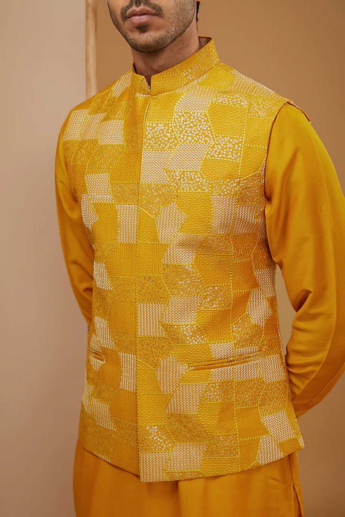 Mustard Embroidered Kurta Set