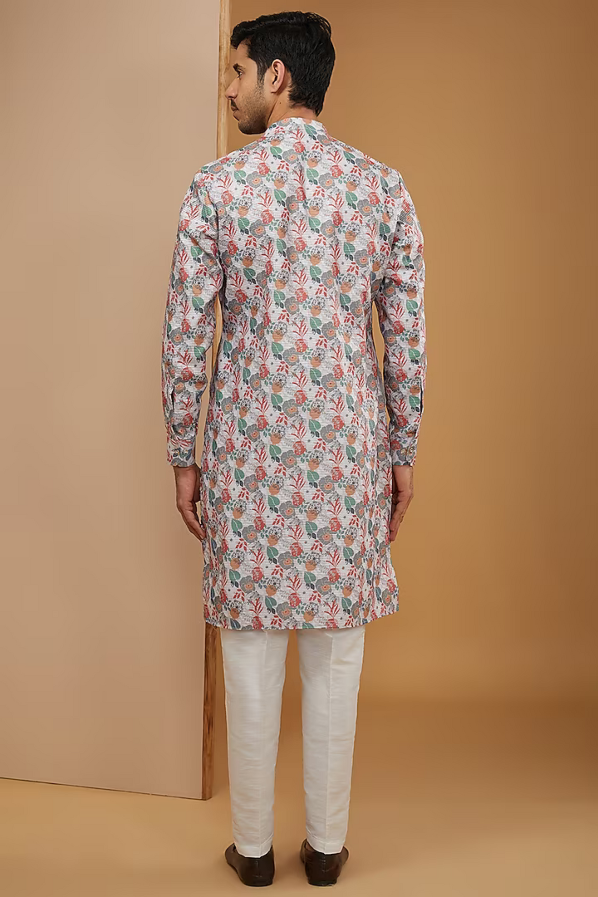 Off White Floral Printed Kurta Set