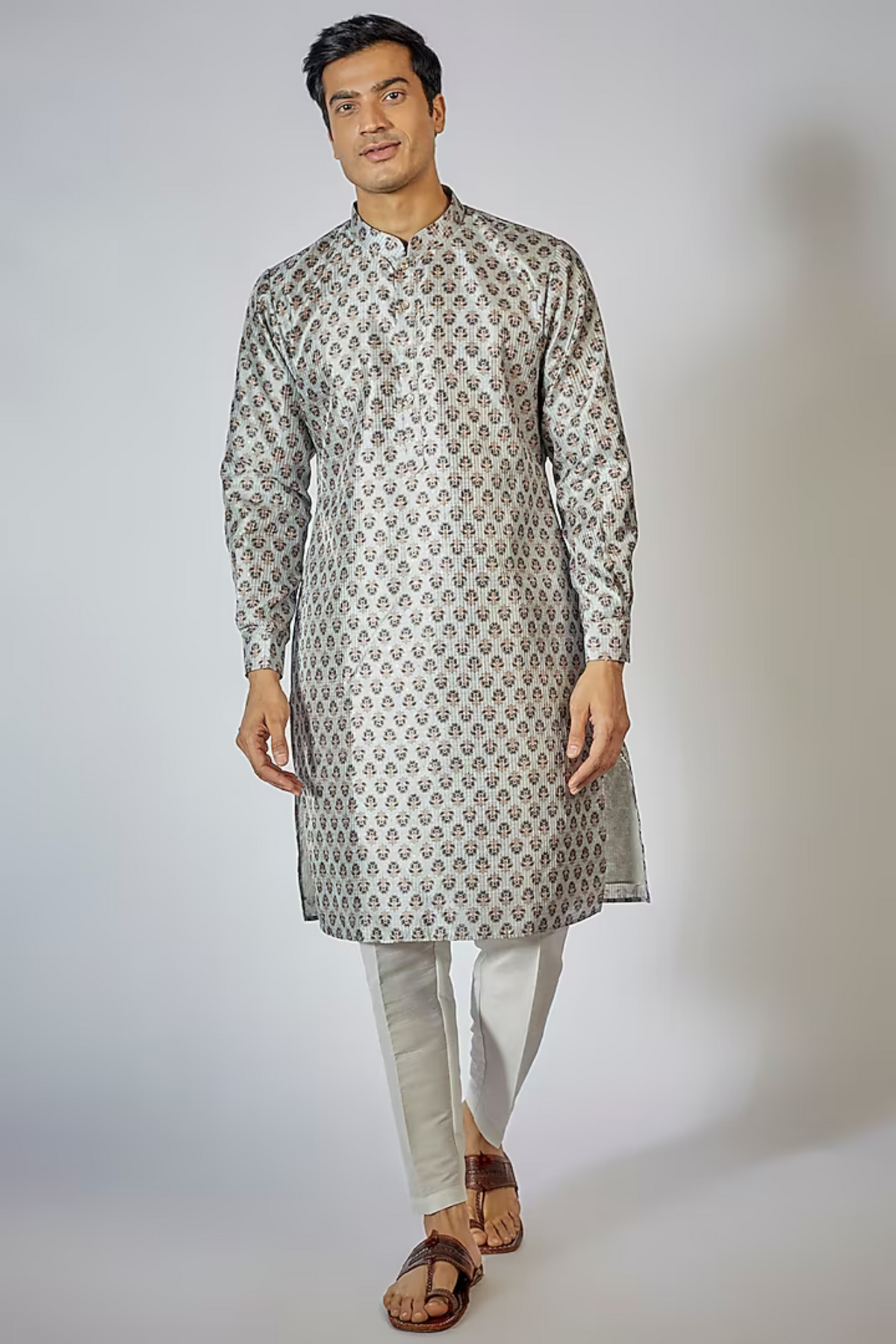 Grey Printed Kurta Set