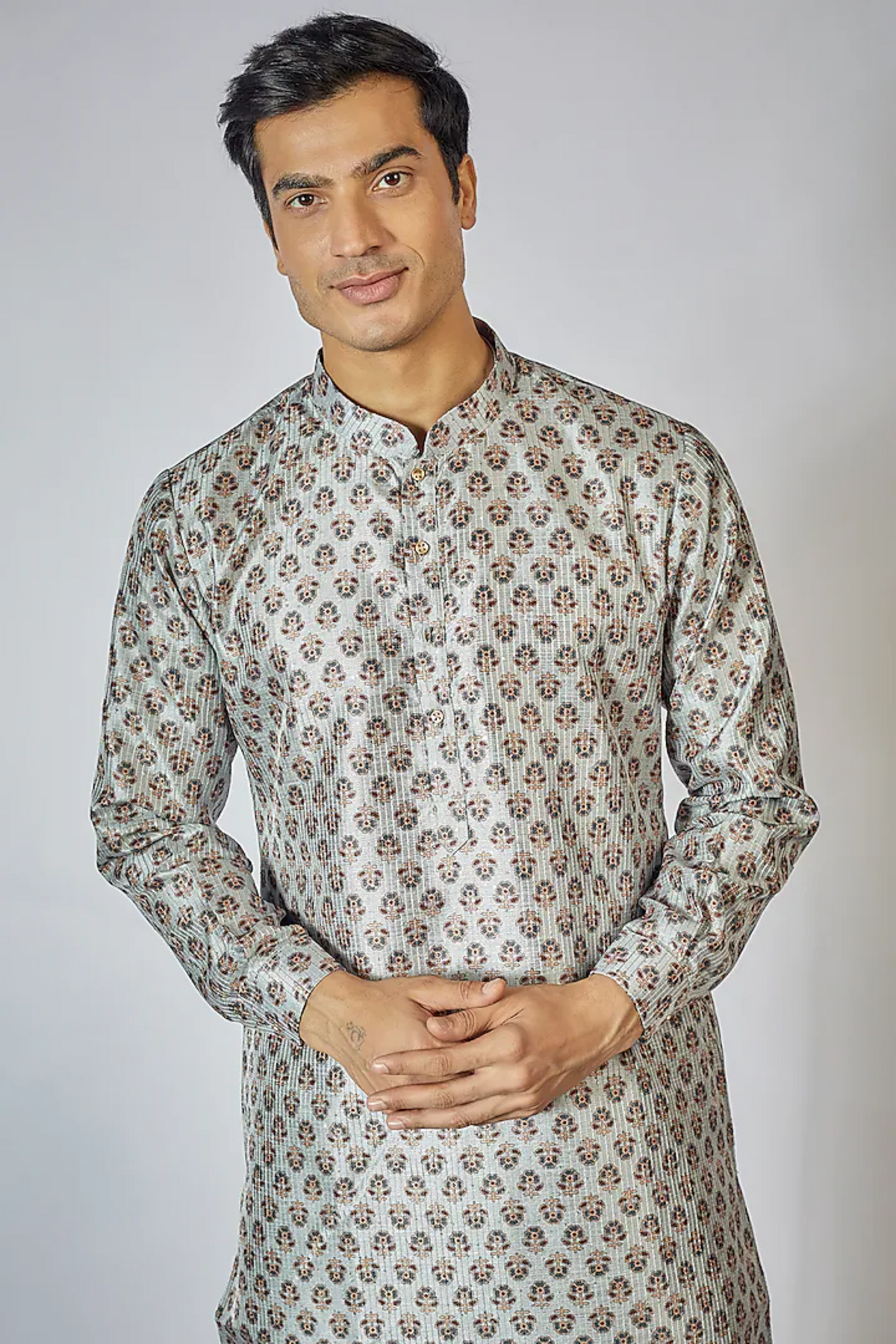 Grey Printed Kurta Set