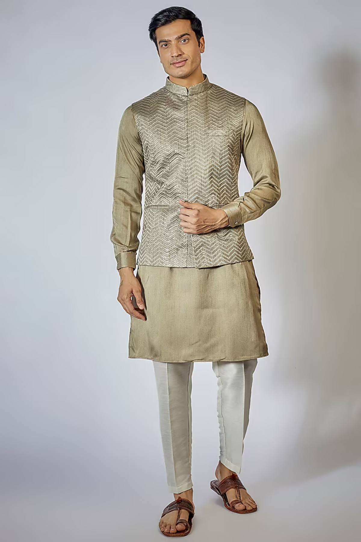 Sage Green Kurta Jacket Set