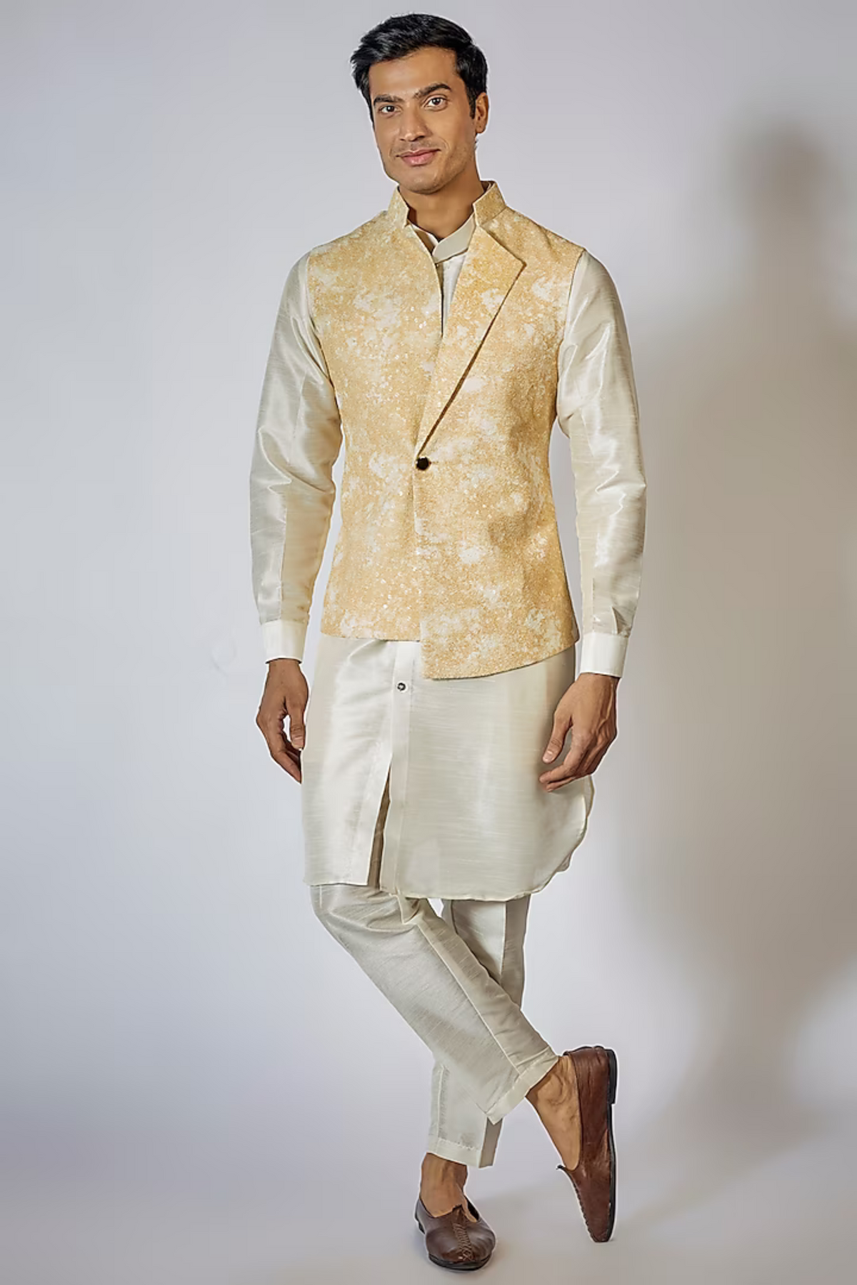 Yellow Shaded Kurta Jacket Set