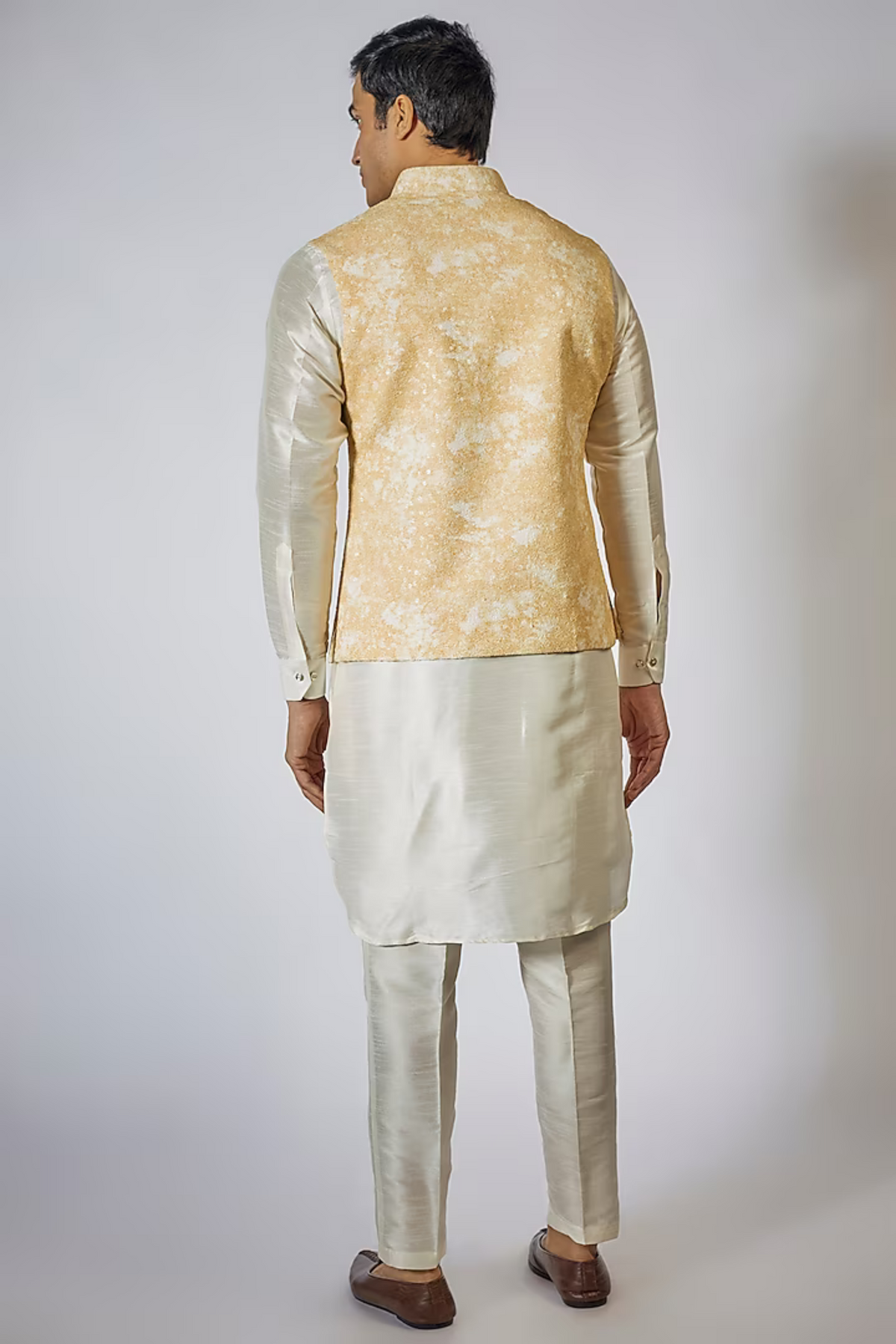 Yellow Shaded Kurta Jacket Set