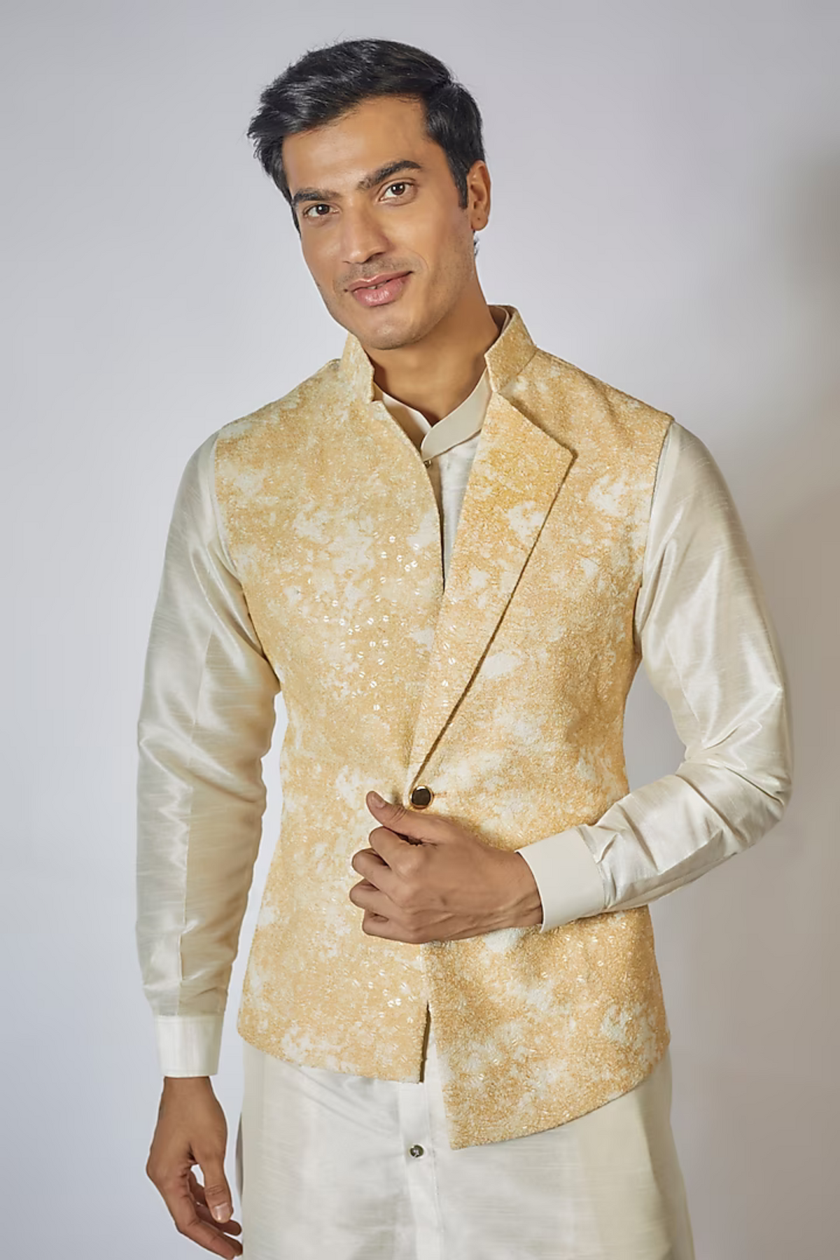 Yellow Shaded Kurta Jacket Set