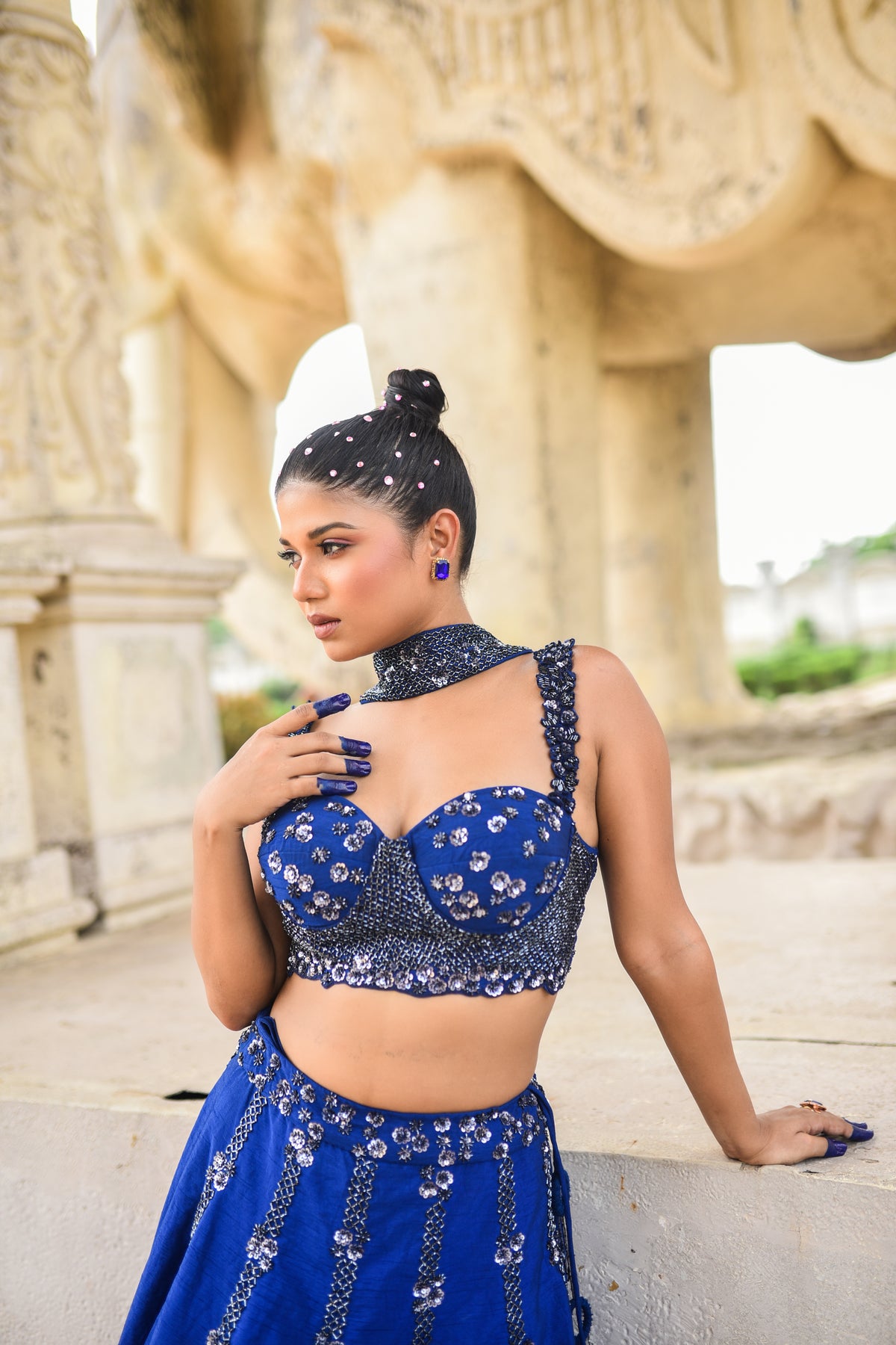 Indigo Lehenga Set