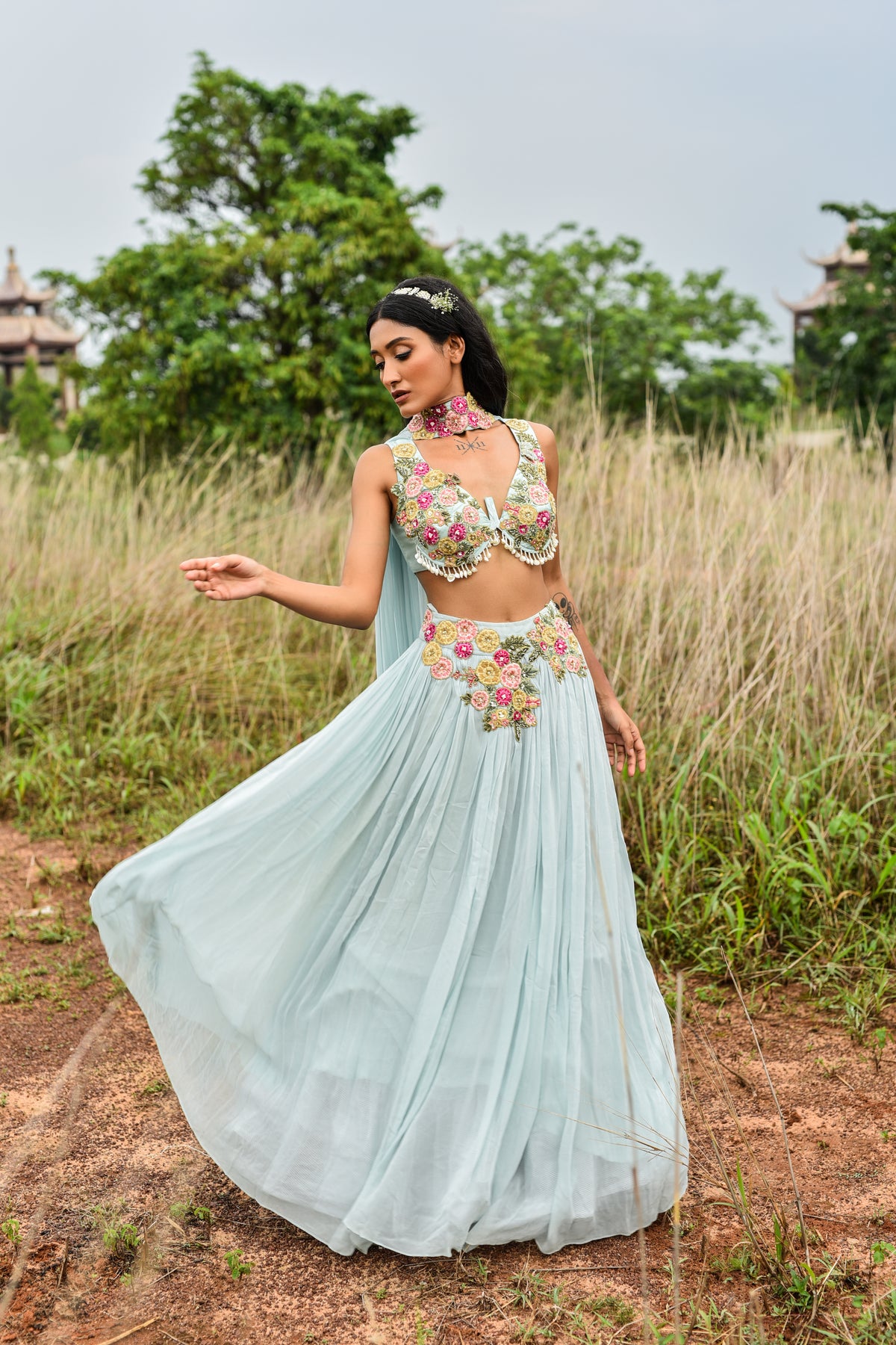 Ice Blue Lehenga Set