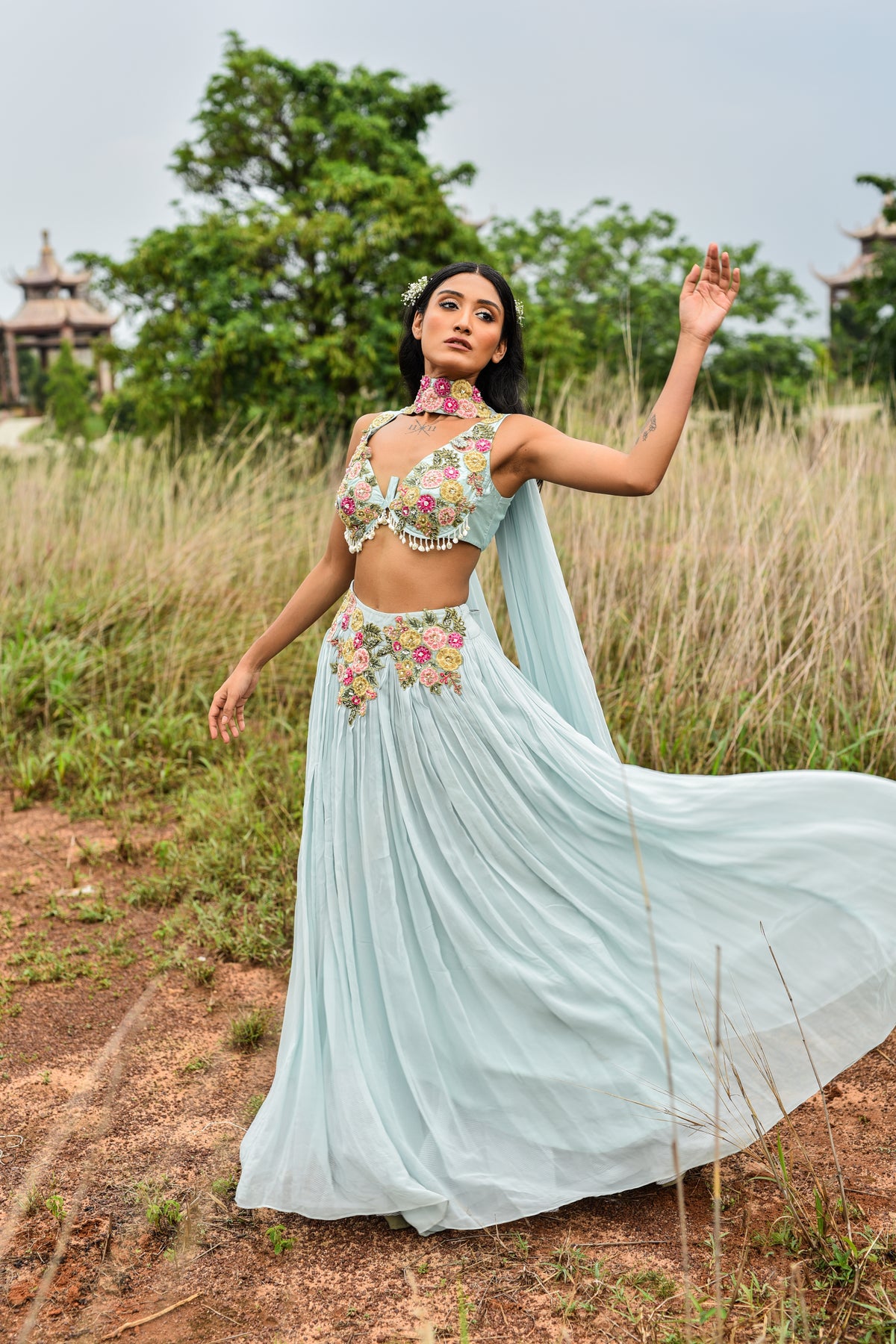 Ice Blue Lehenga Set