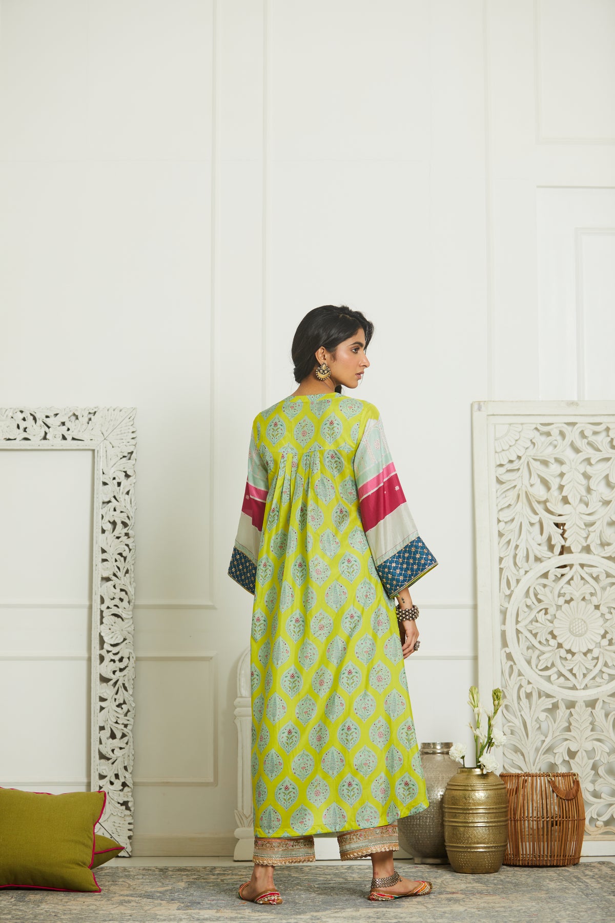 Lime printed kurta set