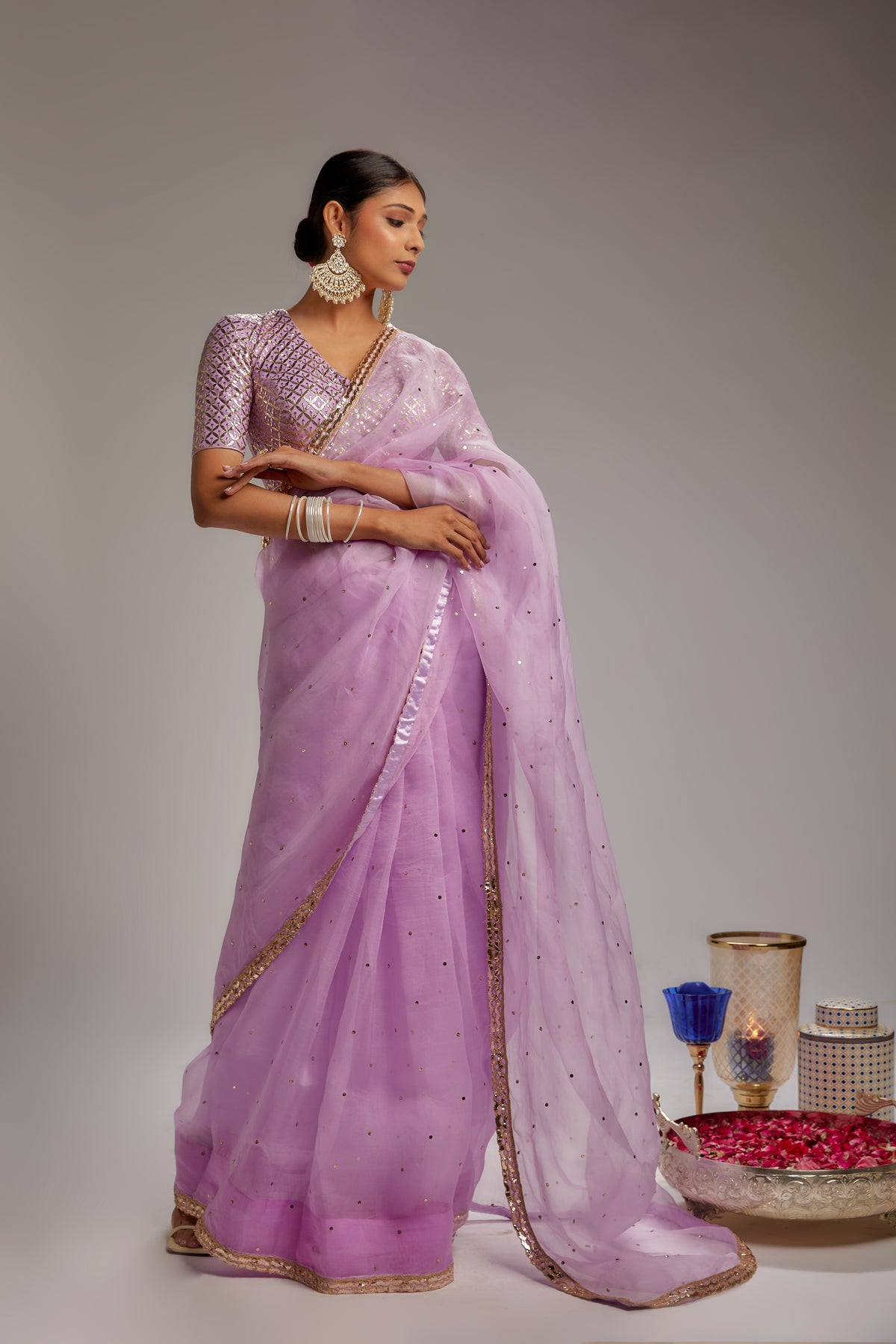 Lilac badla saree