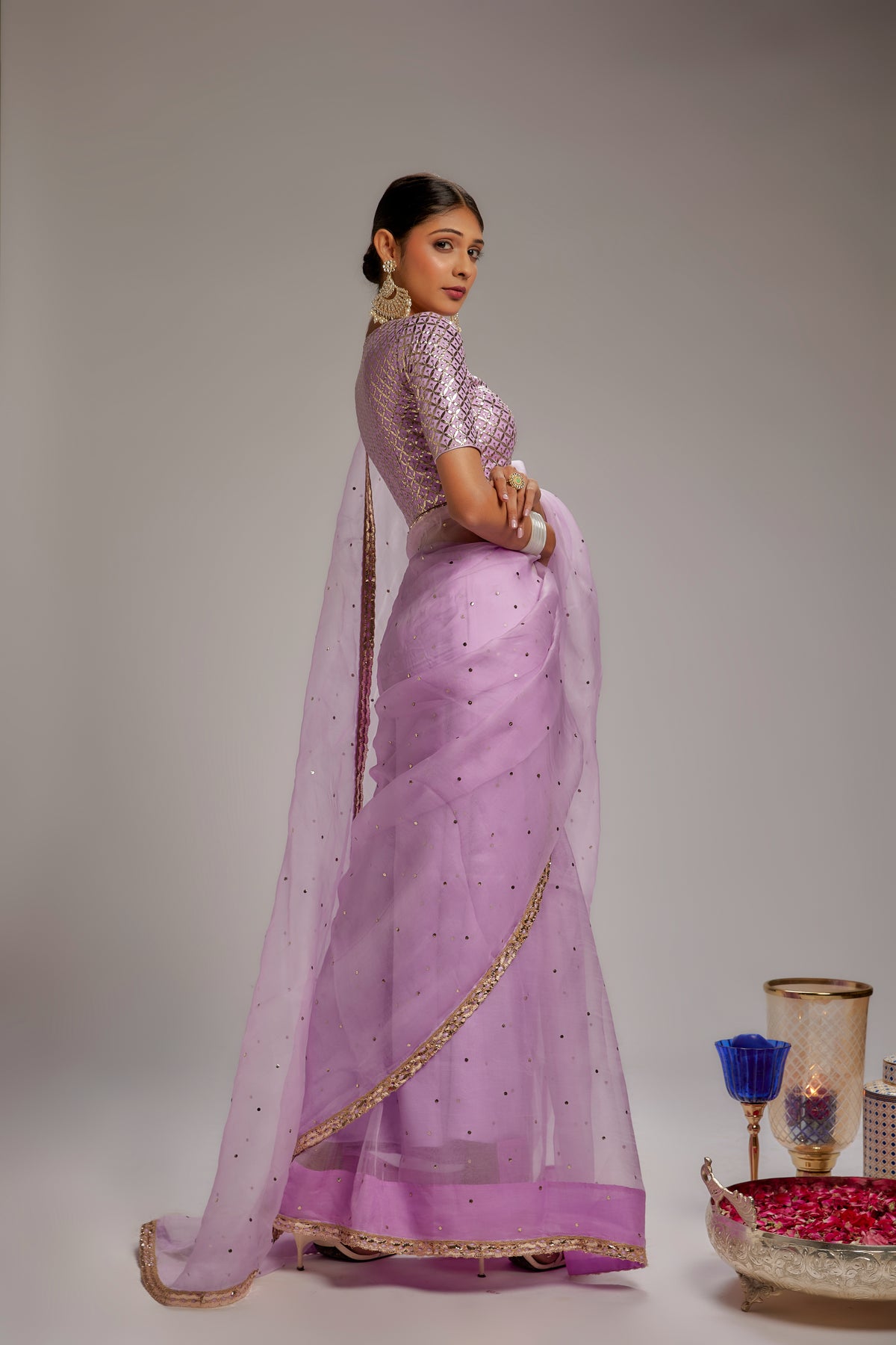 Lilac badla saree