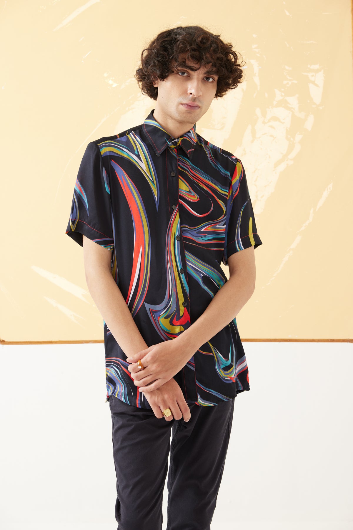 Galaxy Half Sleeves Men&#39;s Shirt