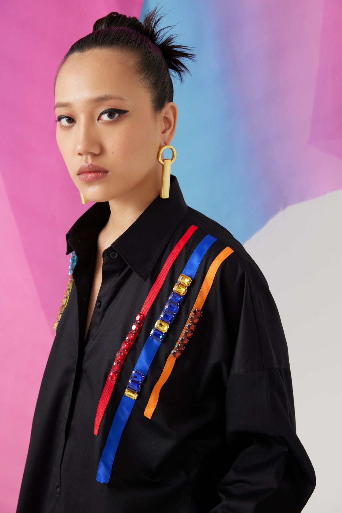 Night Sky Embroidered Boxy Shirt