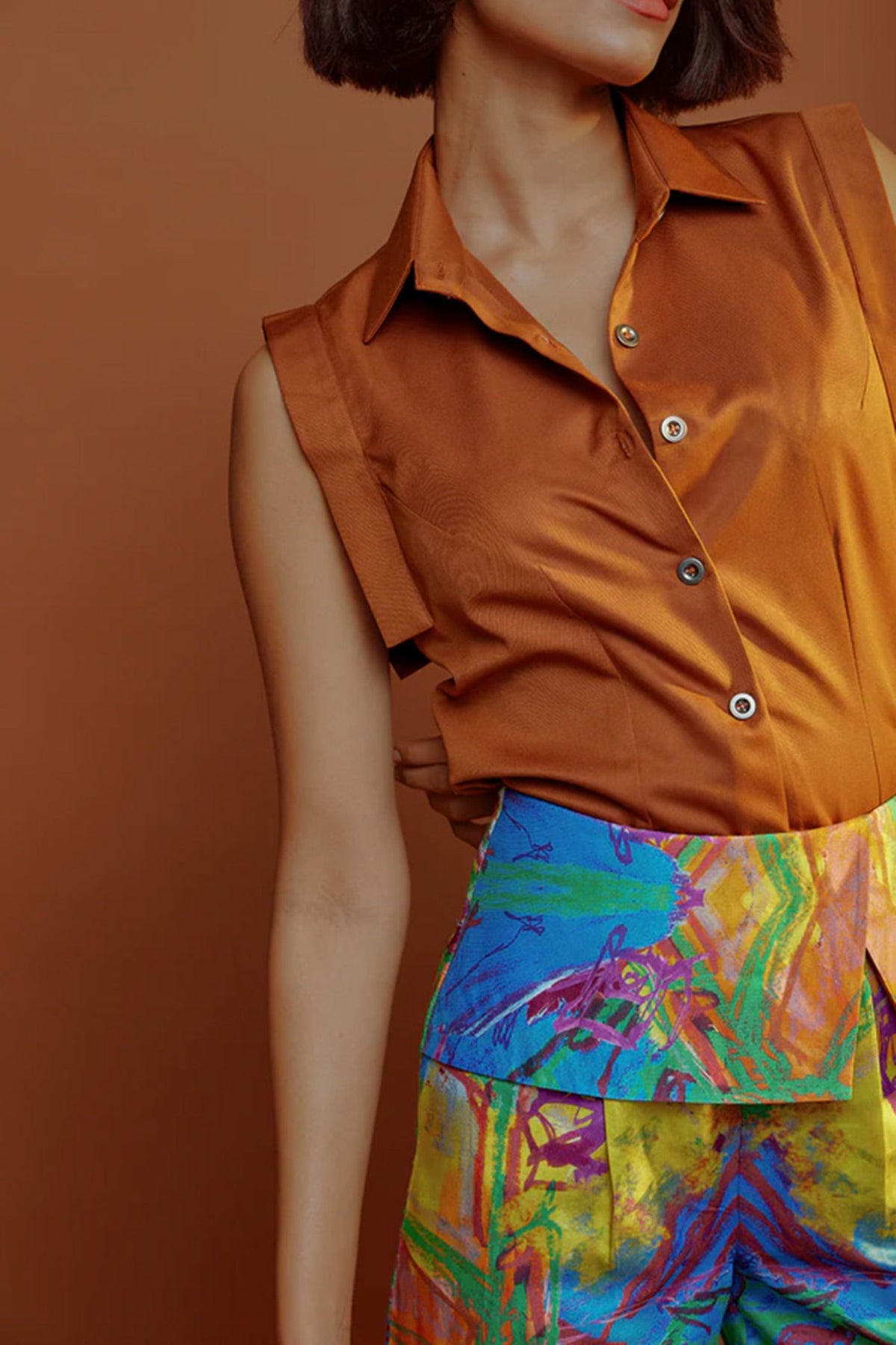 Rust Cropped Shirt