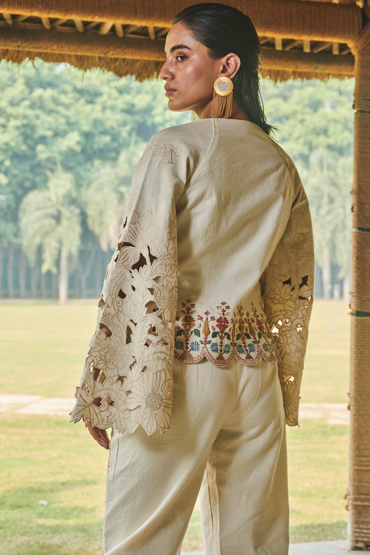 Ivory cutwork short jacket