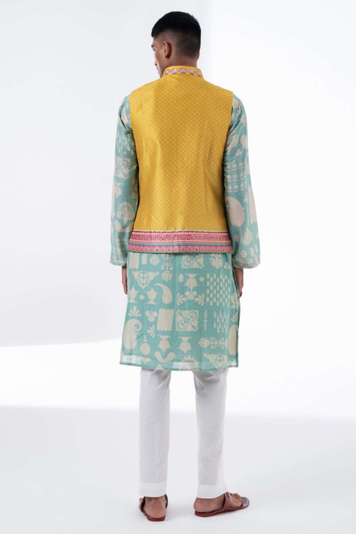 Lime mustard embroidered bandi