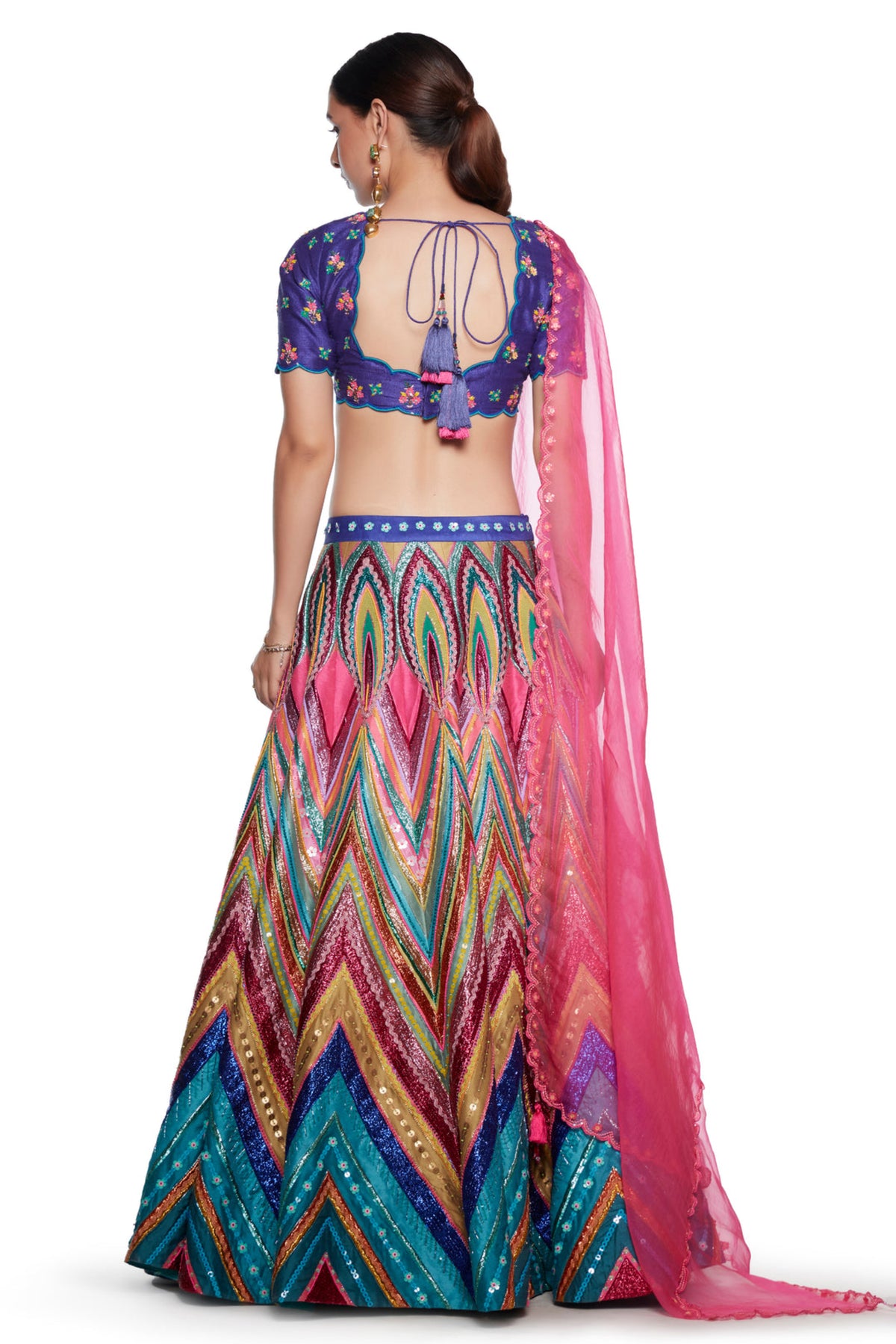 Signature Blue Chevron Embroidered Lehenga Set