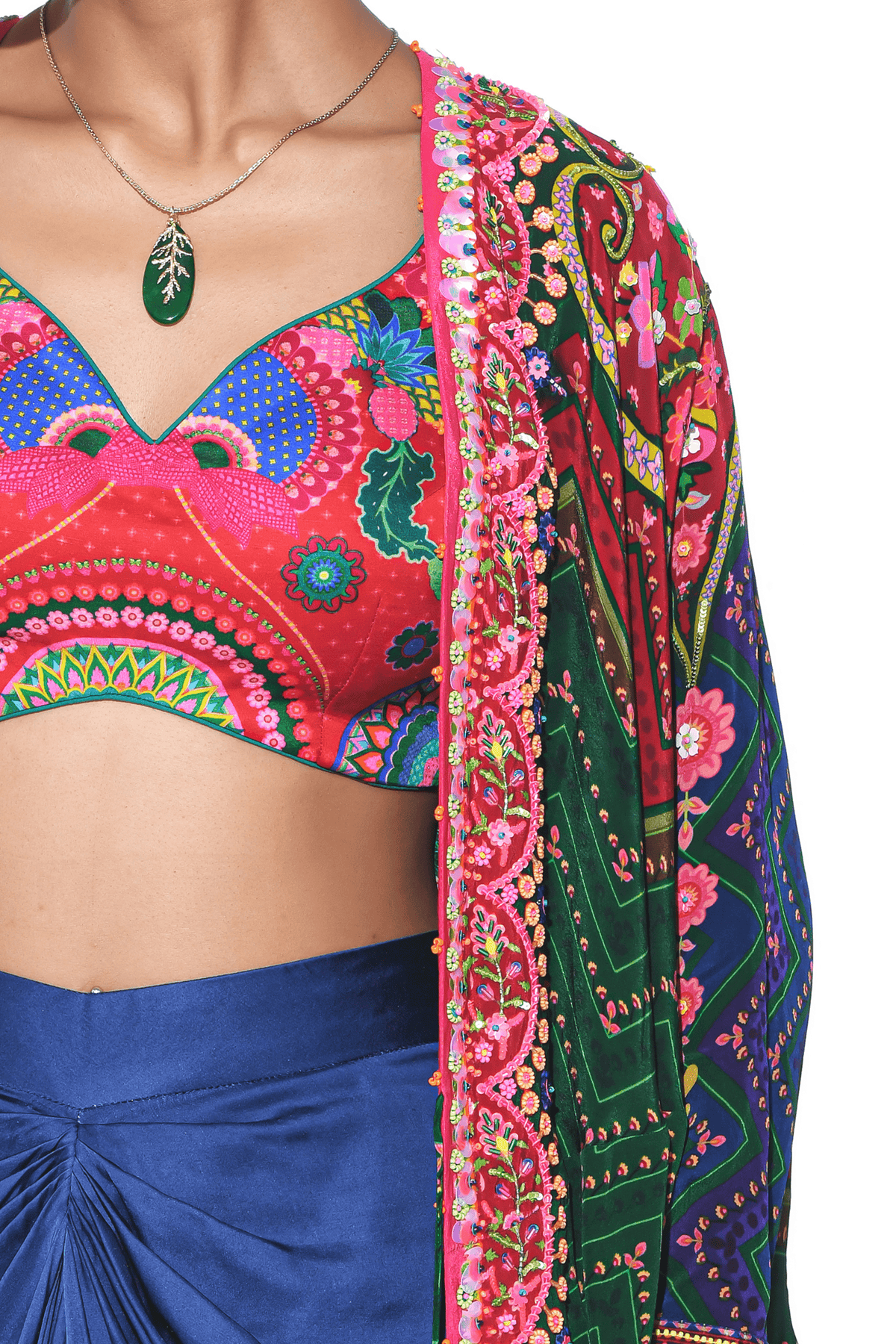 Jade Hand Embroidered Shrug Set