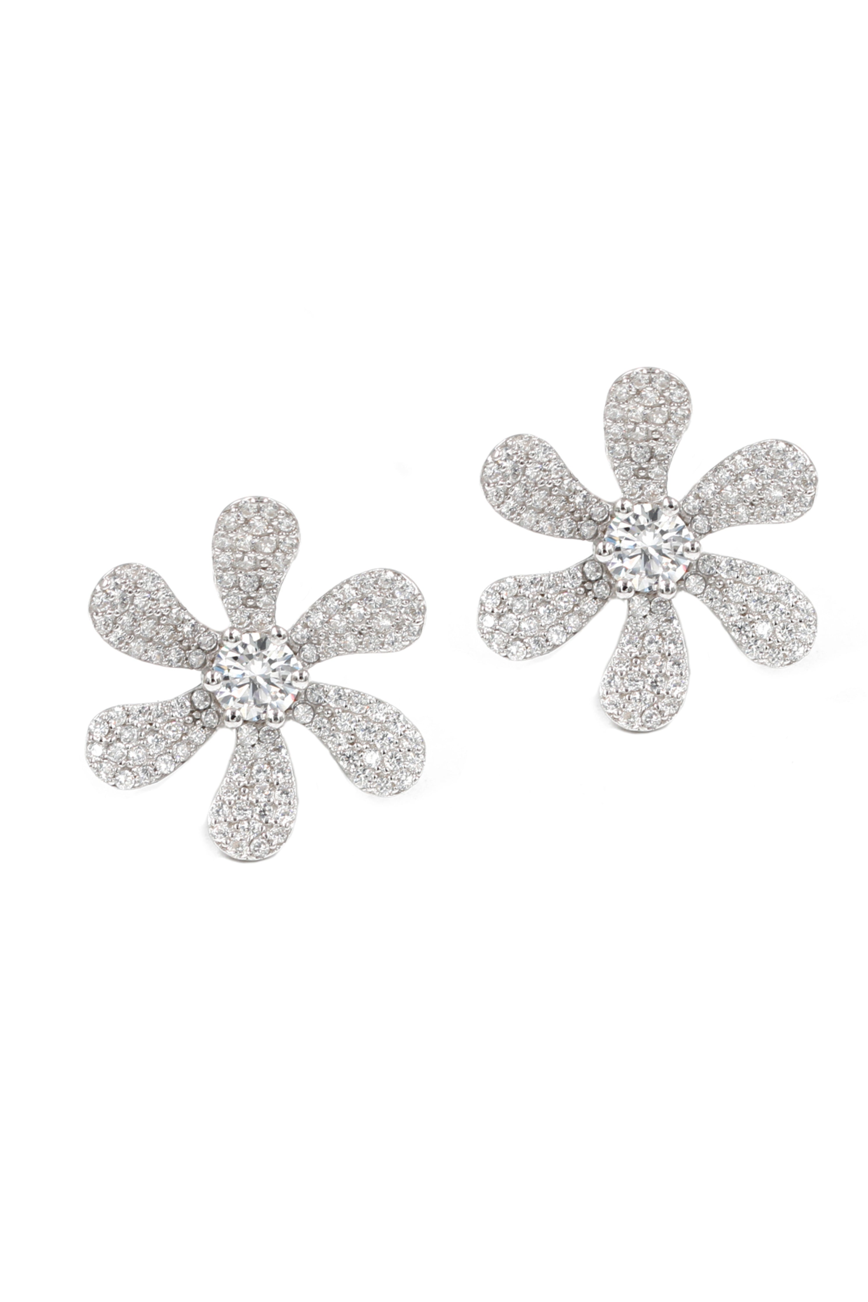 Awesome everyday outlet silver floral earrings