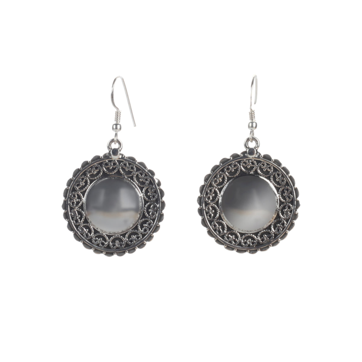 Round Silver Earring
