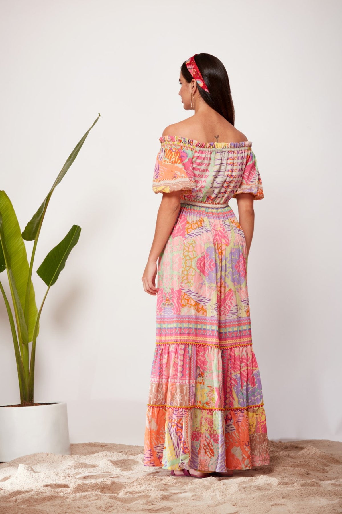 Off Shoulder Tiered Maxi Dress