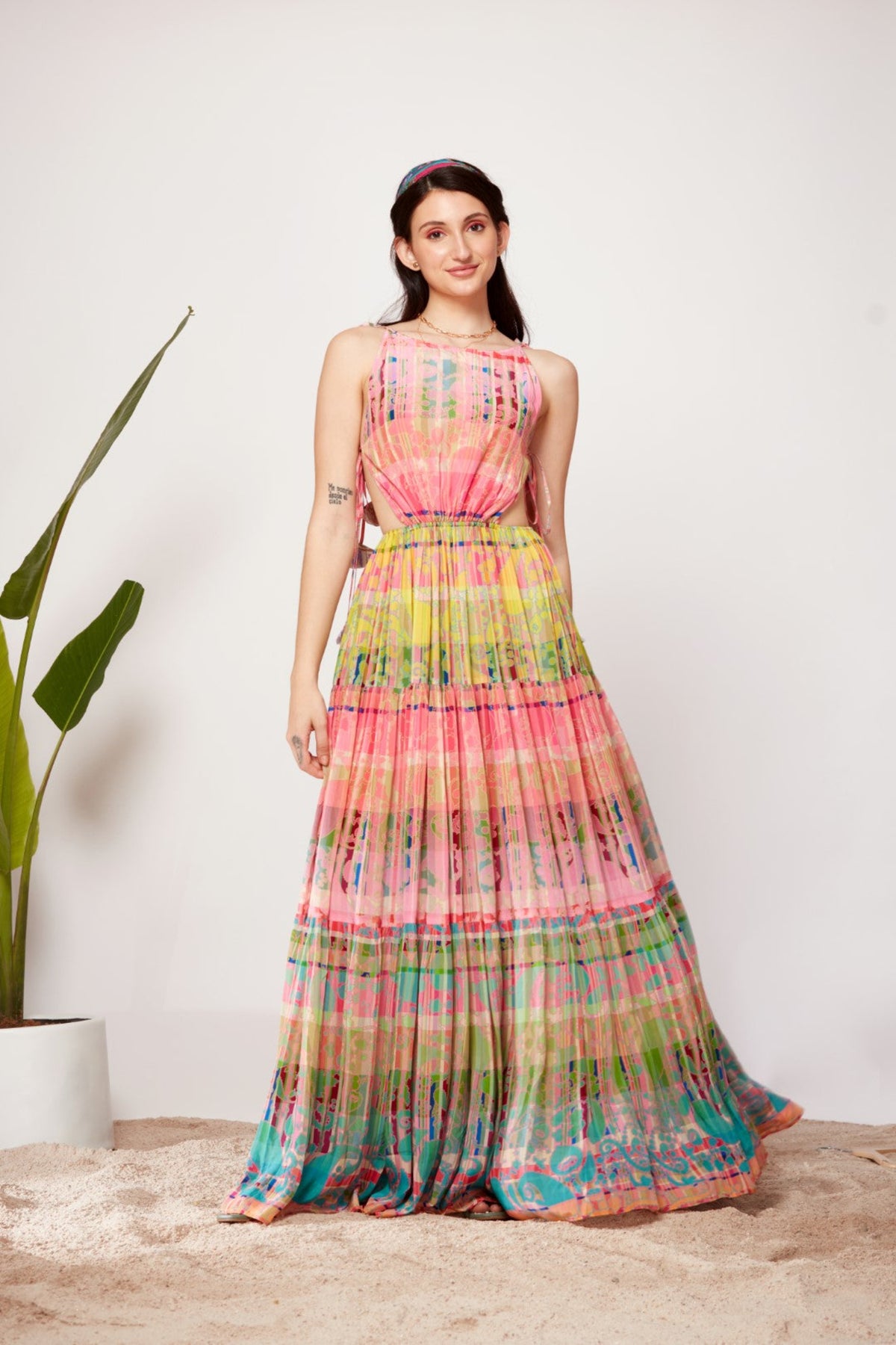 Paisley Ombre Sunray Pleated Tube Dress