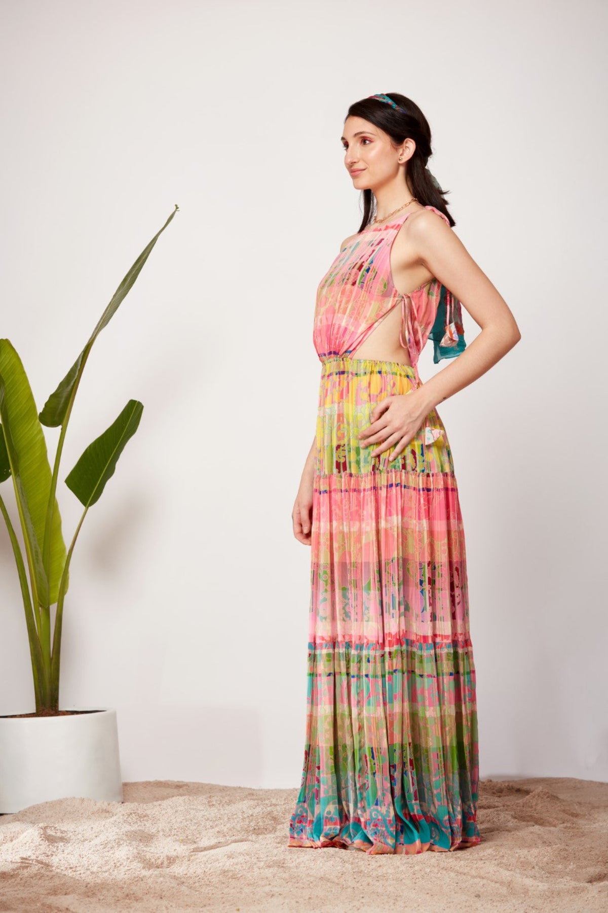 Paisley Ombre Sunray Pleated Tube Dress