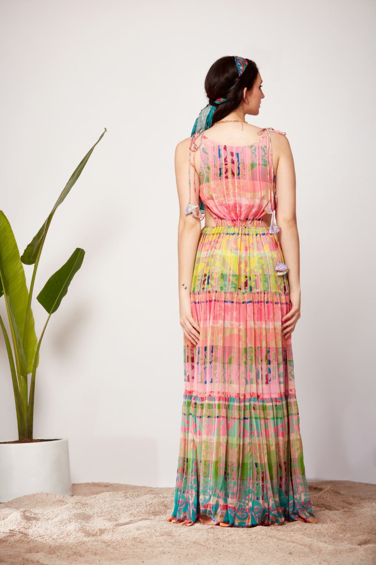 Paisley Ombre Sunray Pleated Tube Dress