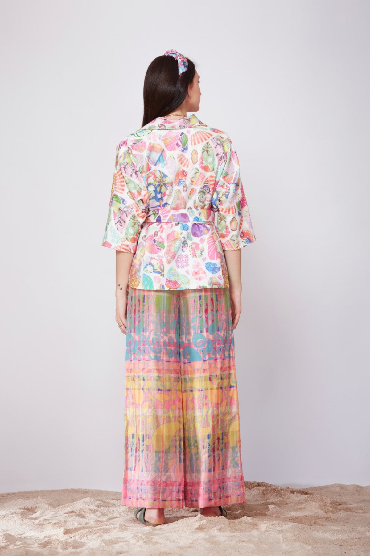 Check and Paisley Ombre Palazzo Pant