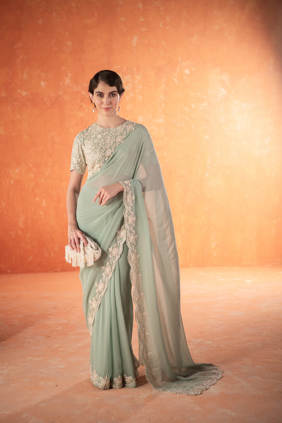 Teal Chandelier Saree