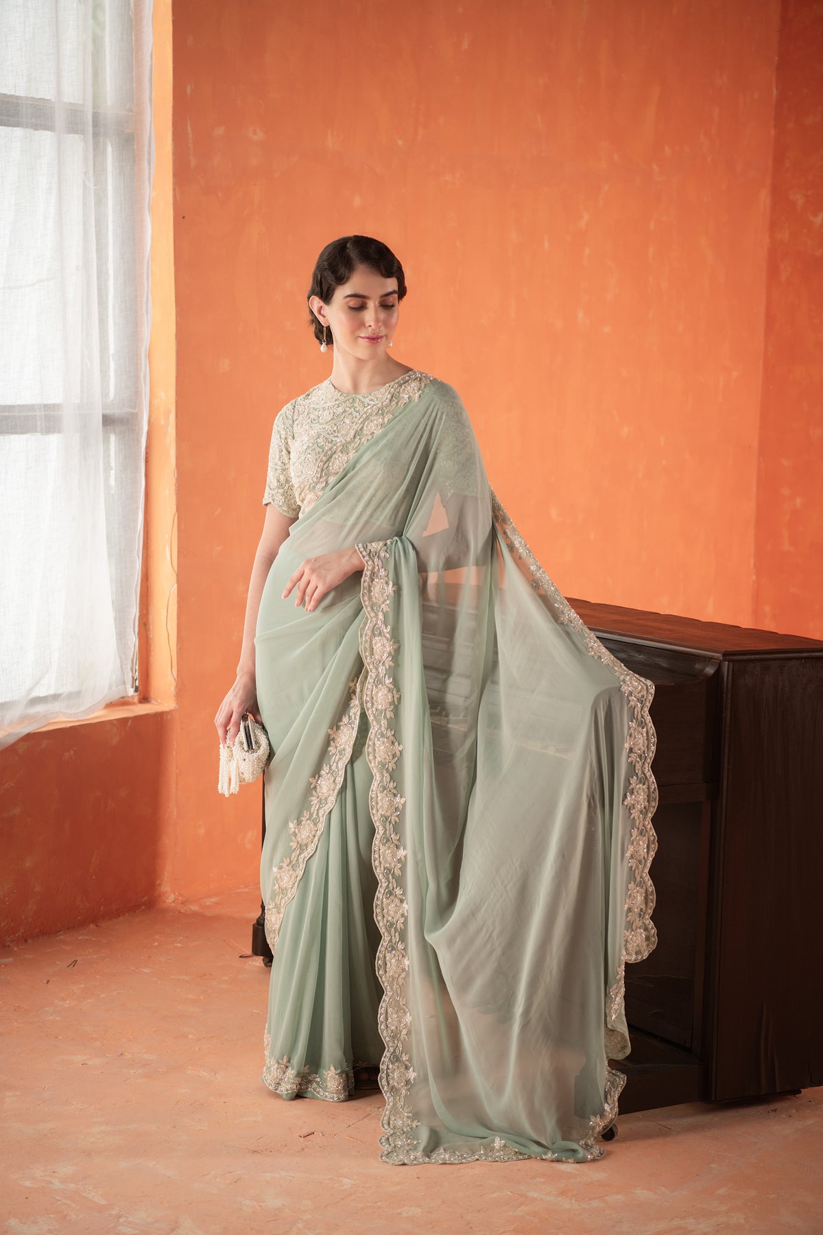 Teal Chandelier Saree