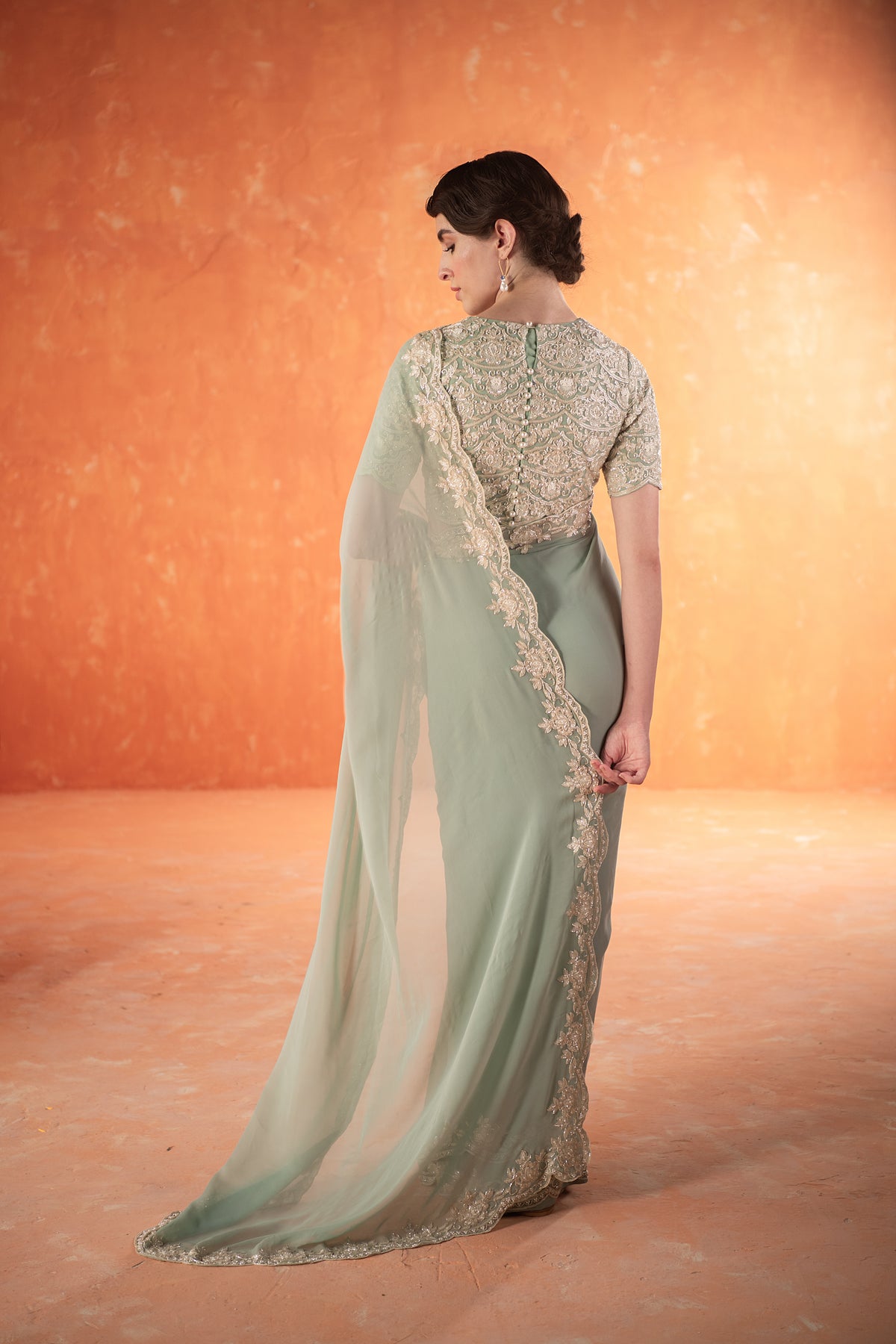 Teal Chandelier Saree