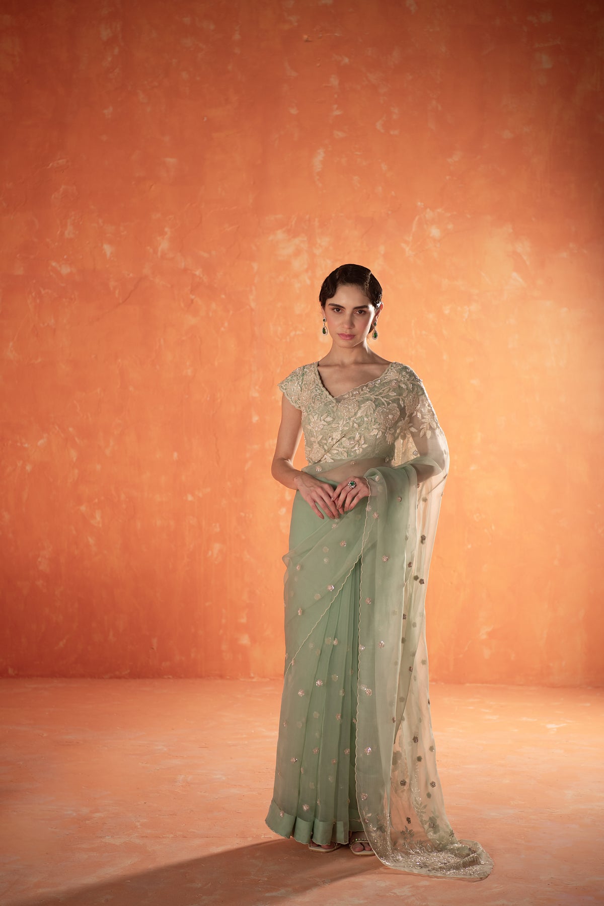 Teal Sparrow Saree