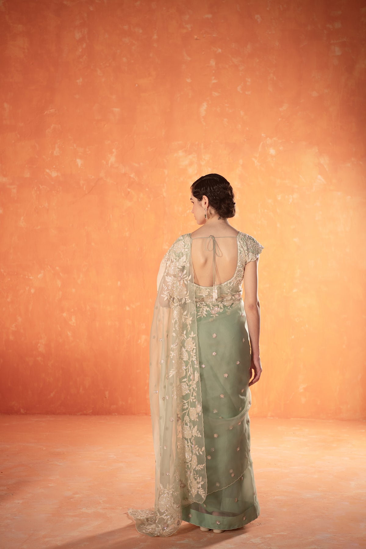 Teal Sparrow Saree