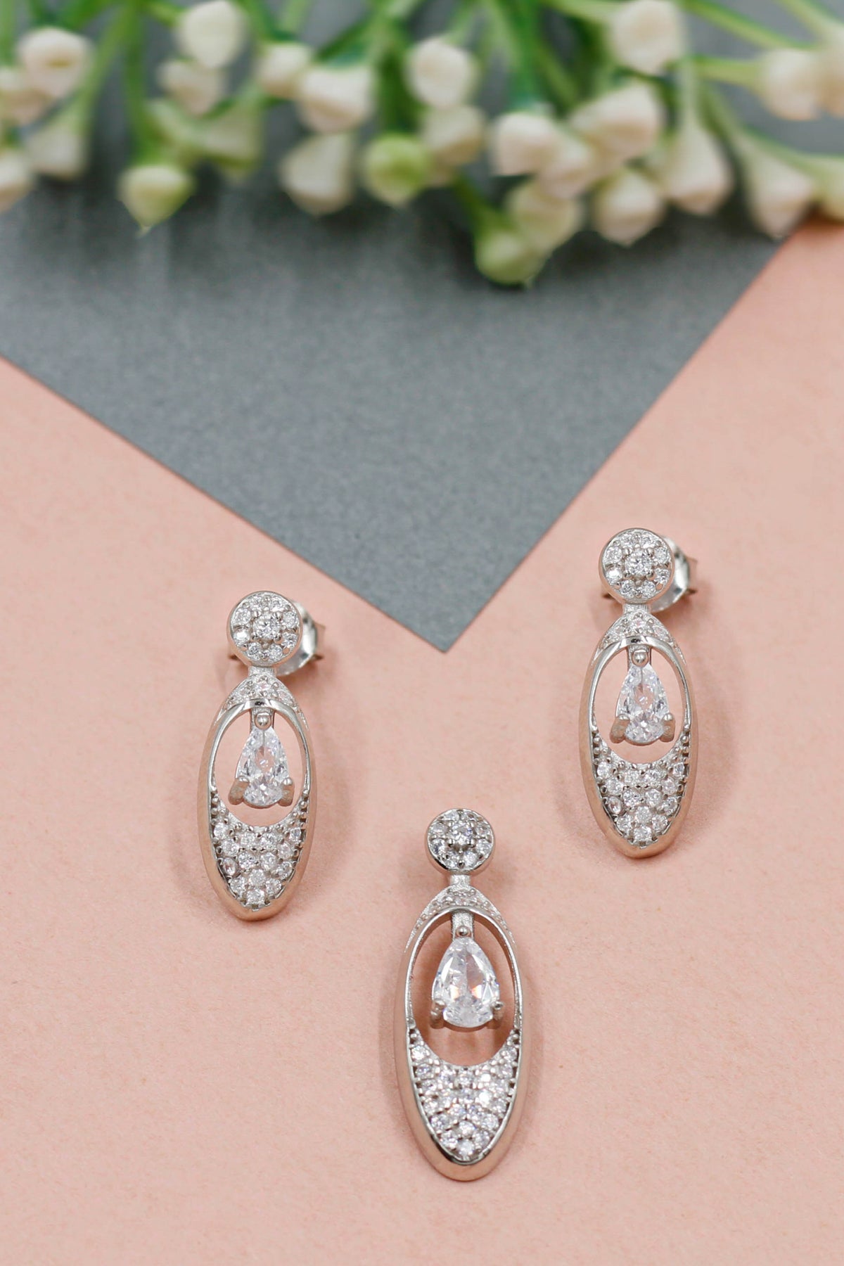 Silver Cubic Zirconia Pendant Set