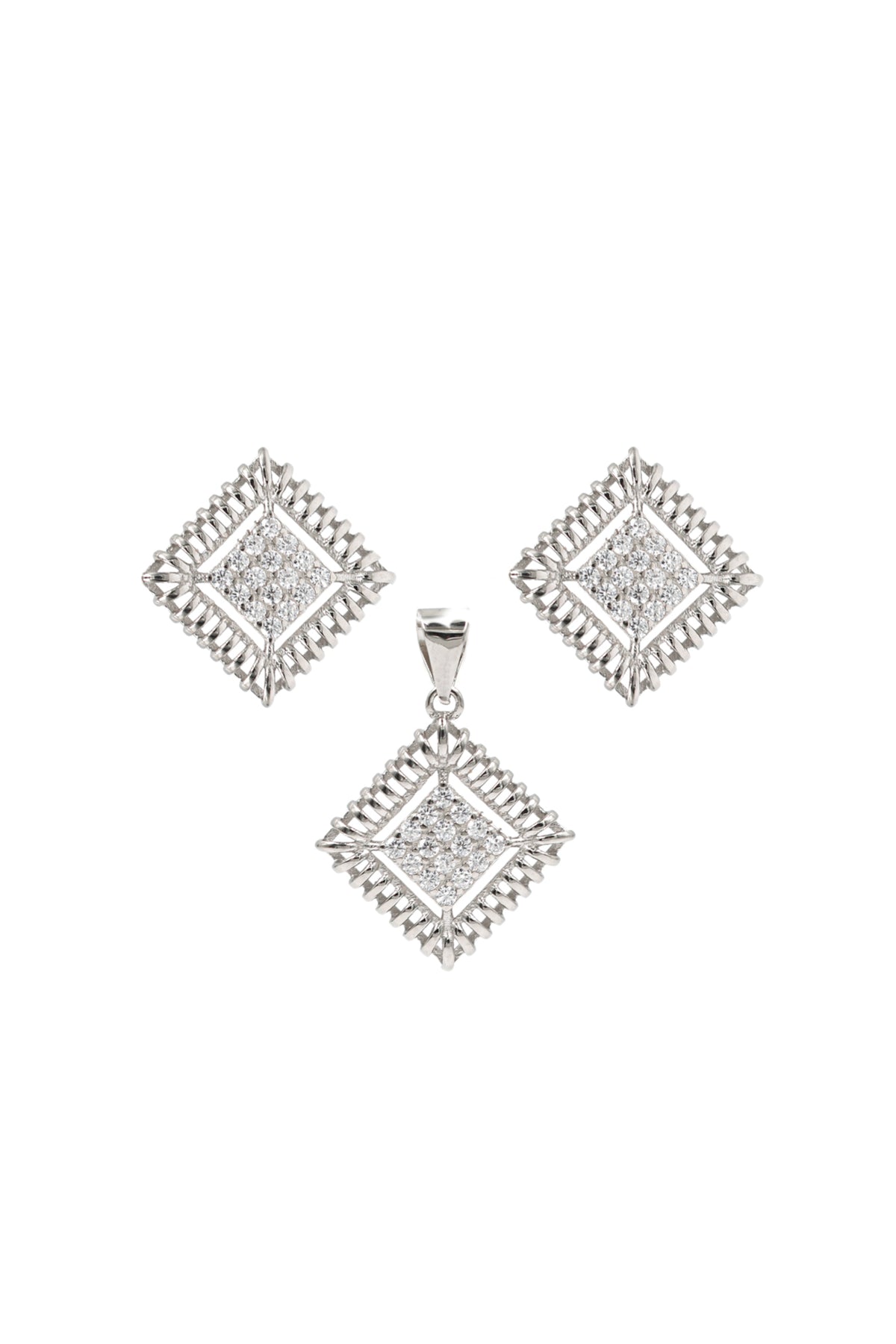 Silver Cubic Zirconia Ensemble Pendent Set