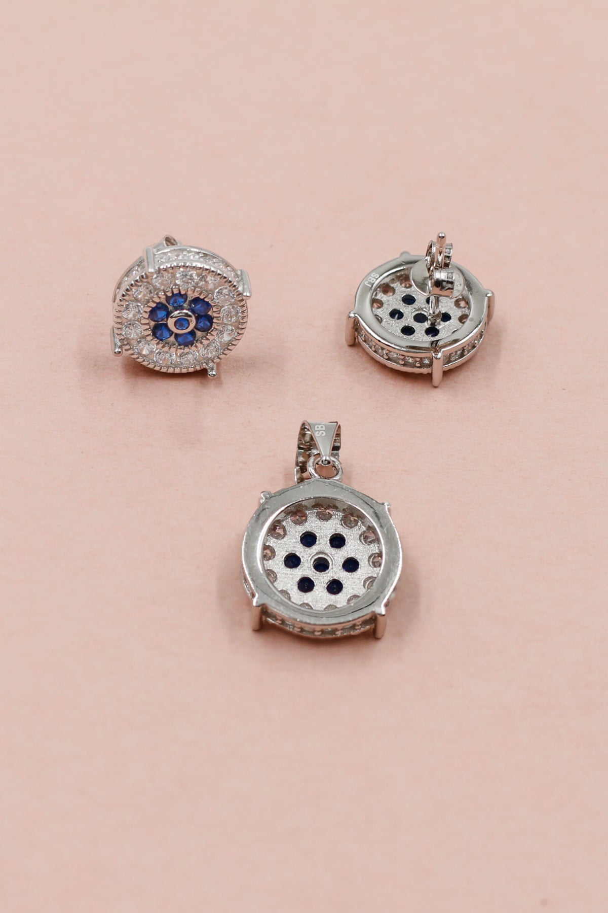 Mystic Aura Cz Stud Earrings and Pendant Duo