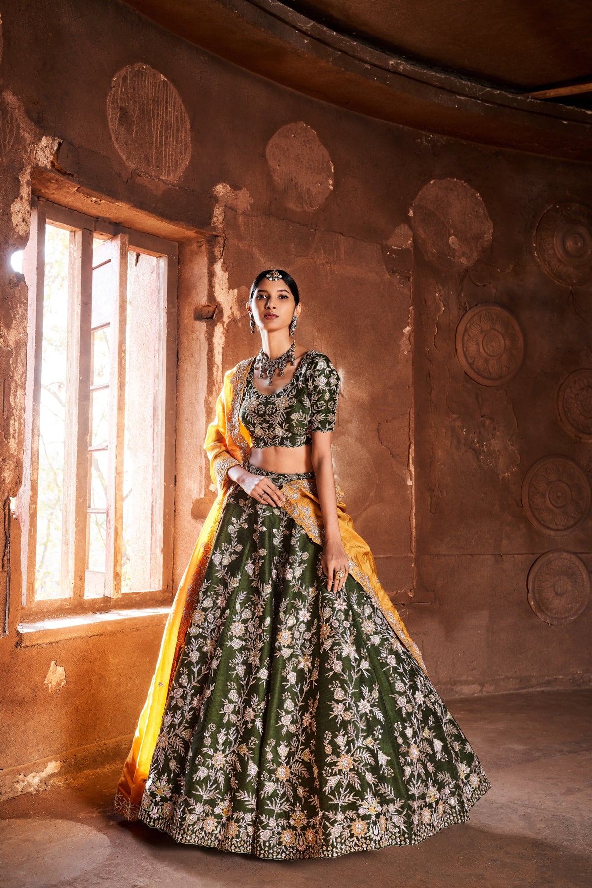 Miltary green lehenga