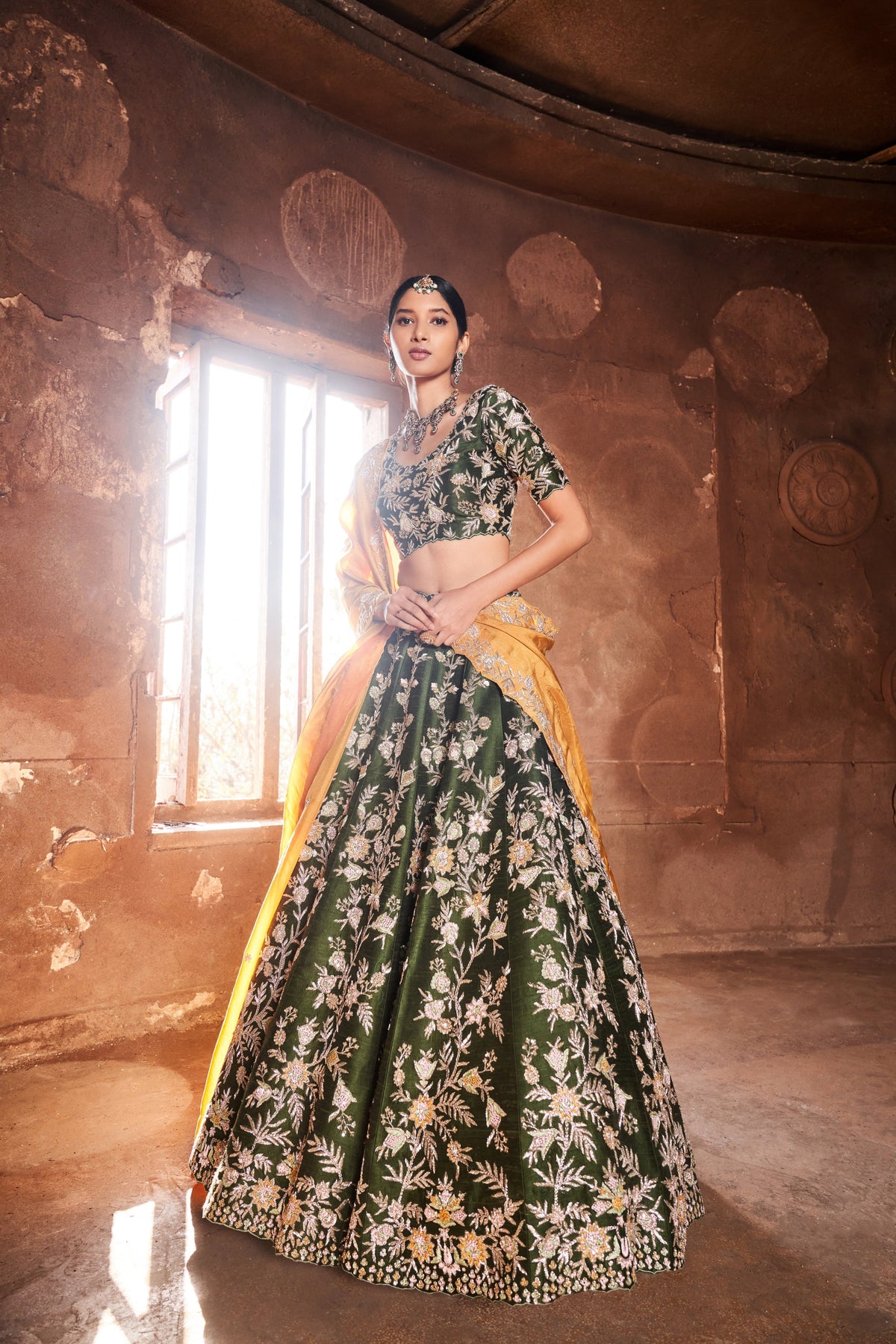 Miltary green lehenga