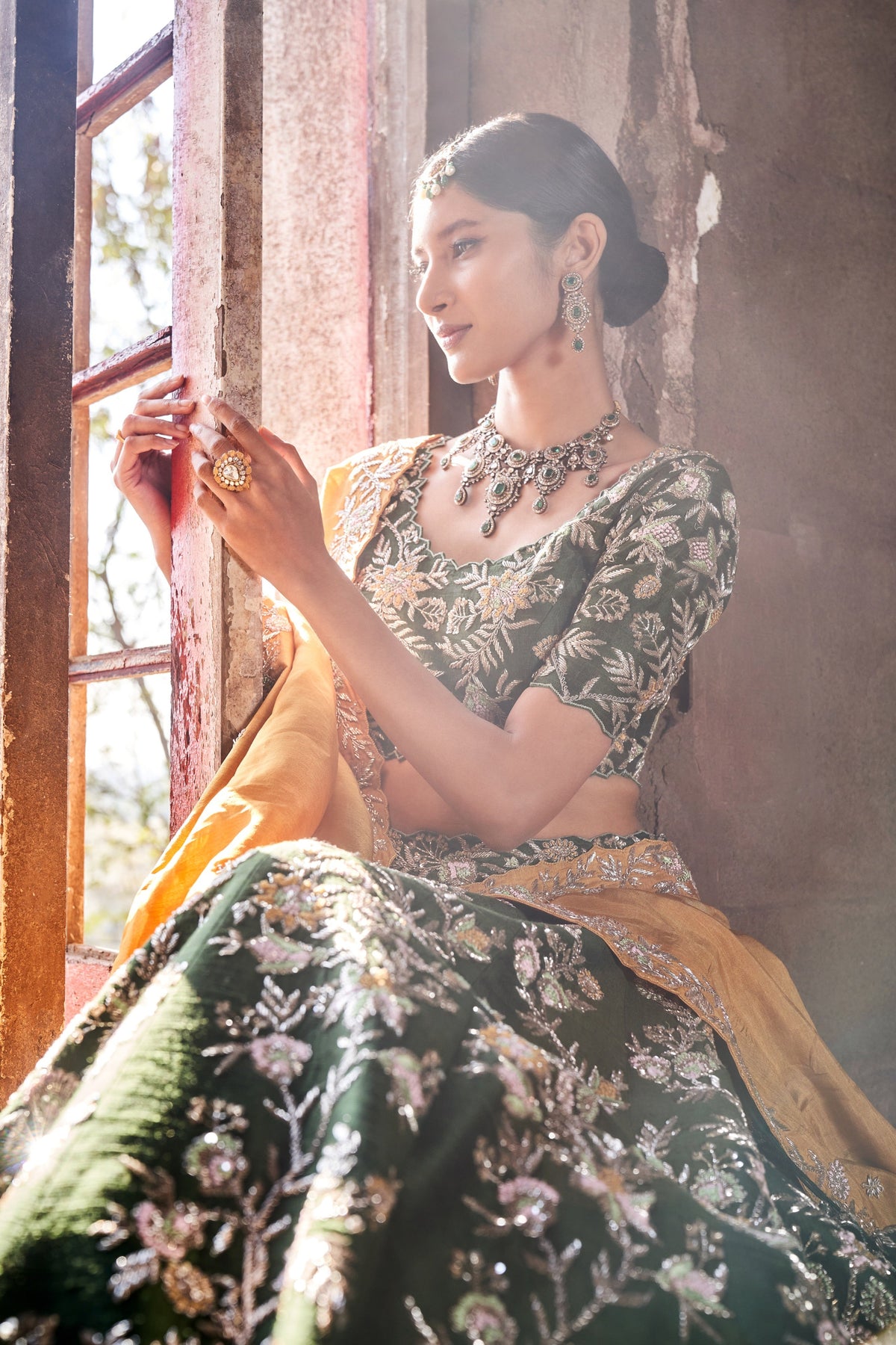 Miltary green lehenga