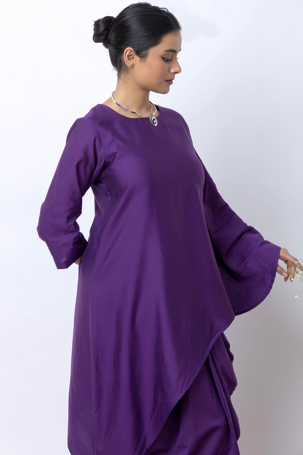 Purple Chanderi Skirt Set