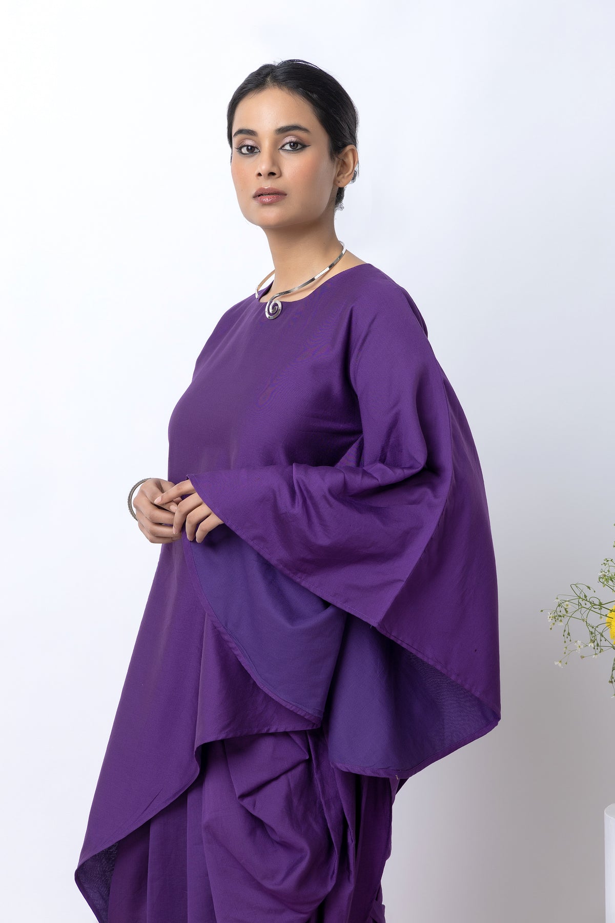 Purple Chanderi Skirt Set