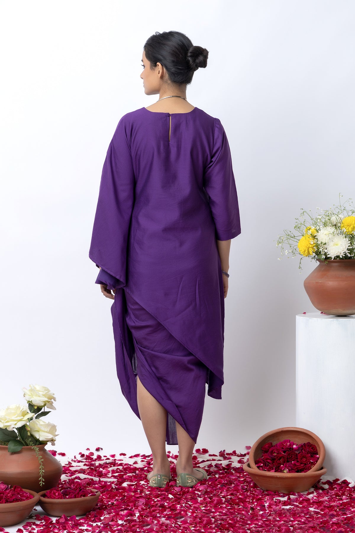 Purple Chanderi Skirt Set