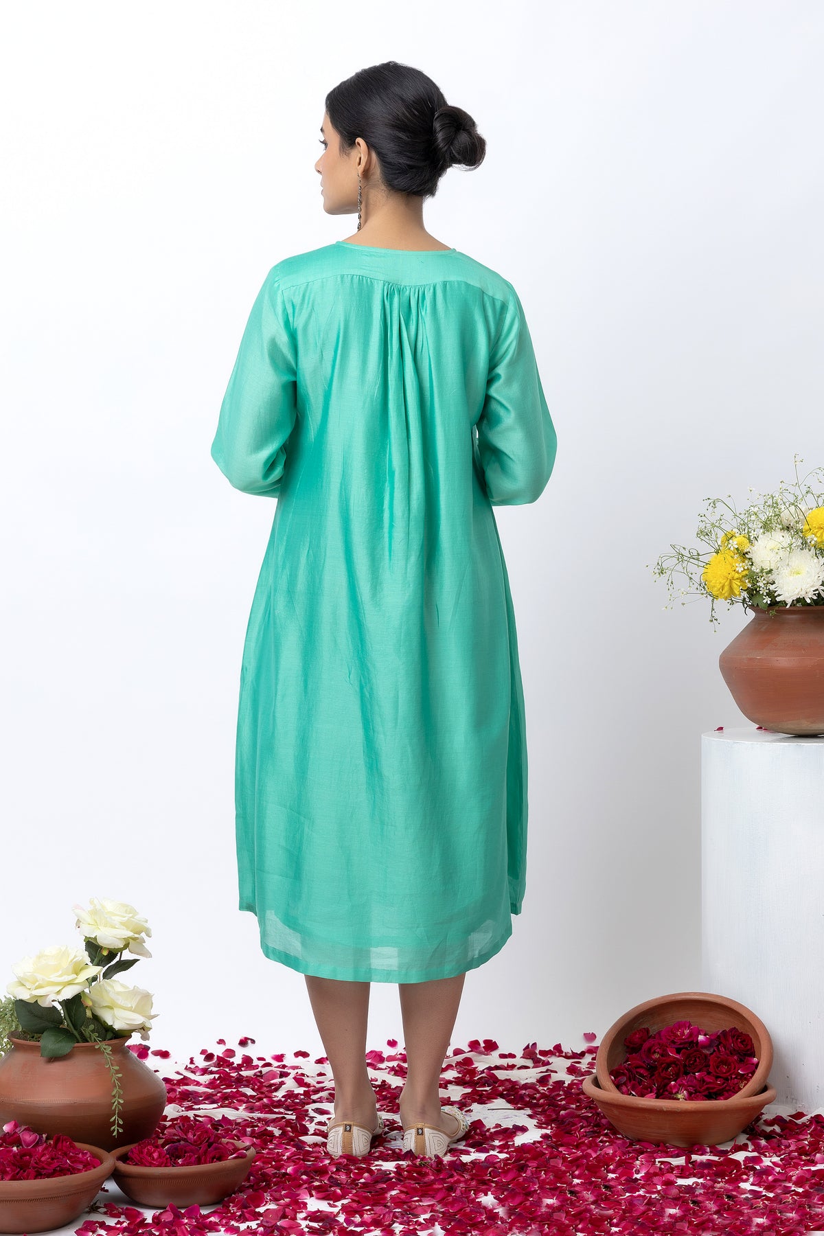 Emerald Green Chanderi Dress