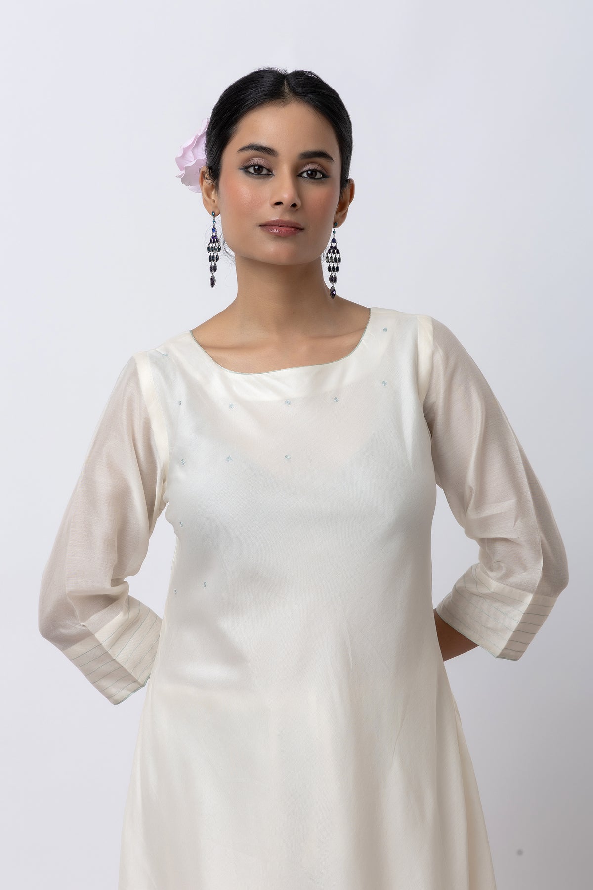 Off White Chanderi Kurta Set