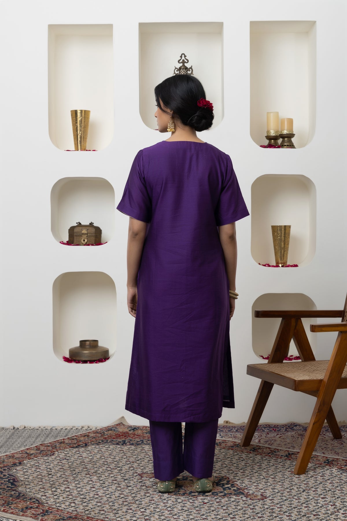 Purple Chanderi Gota Kurta Set