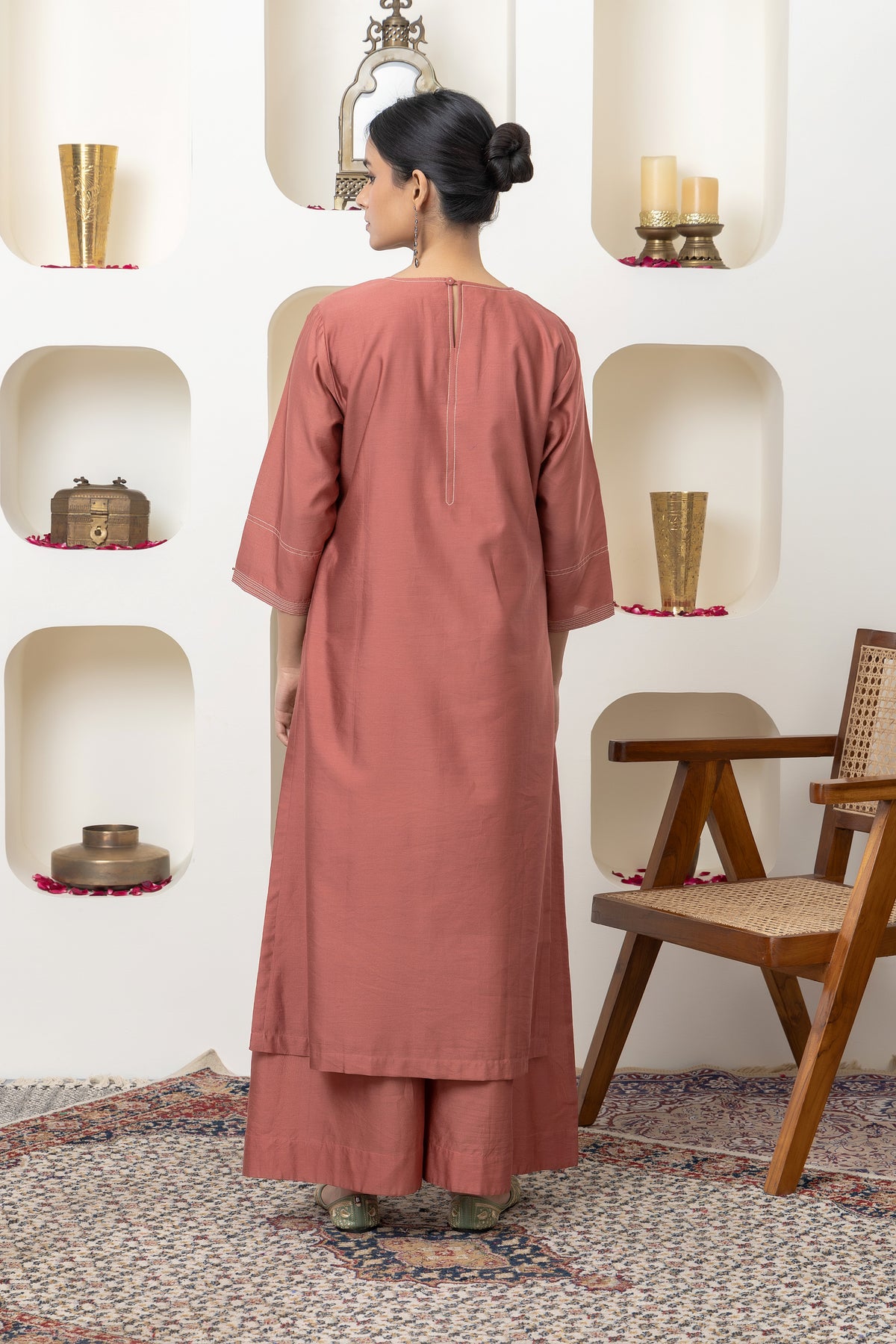 Rust Hand Block Printed Kurta Set