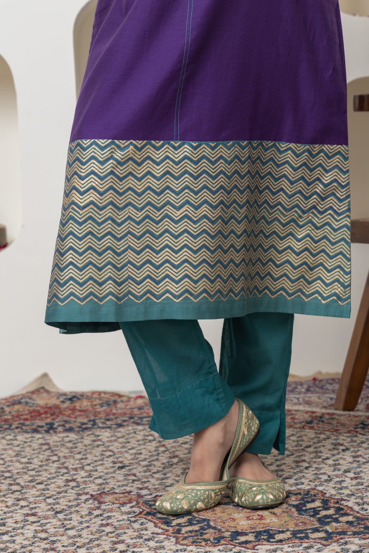 Purple Chanderi Kurta Set