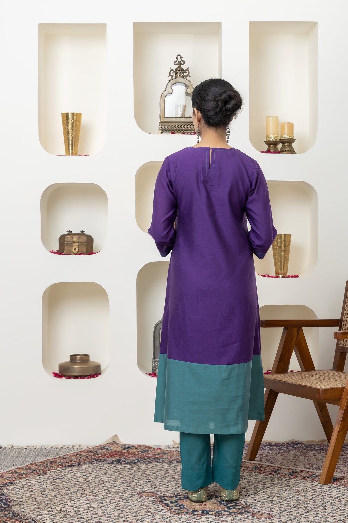 Purple Chanderi Kurta Set