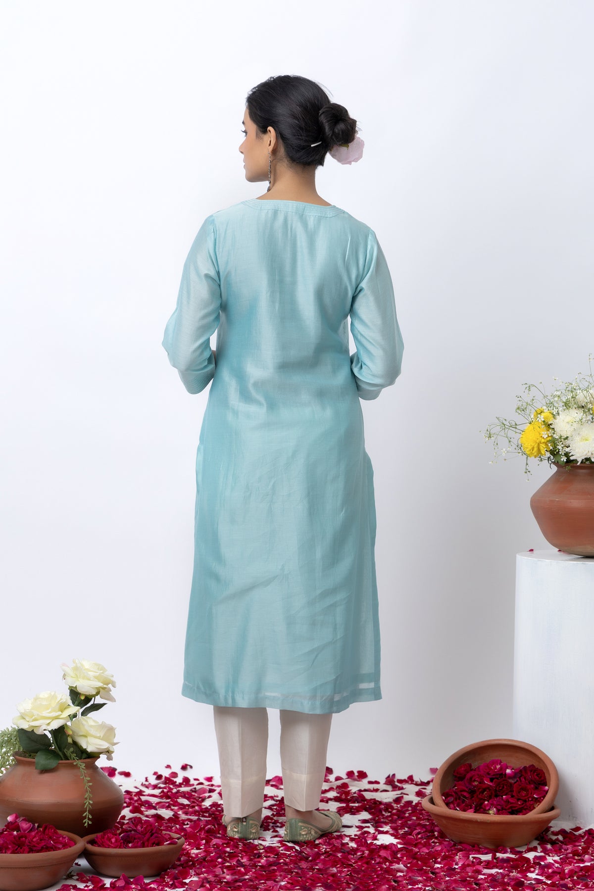 Light Blue Chanderi Kurta Set